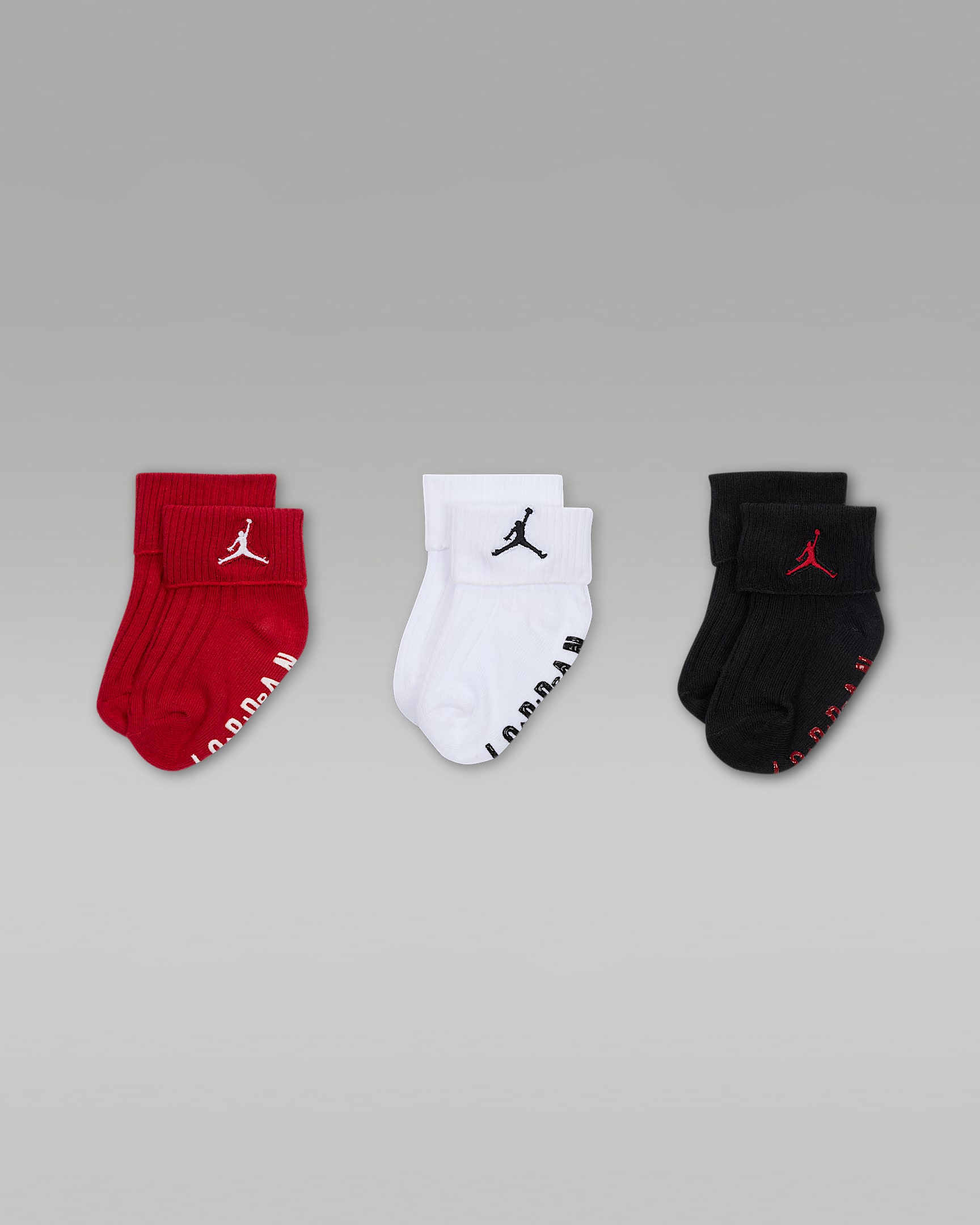 Jordan Essentials 婴童罗纹运动短袜(3 双) - 健身红