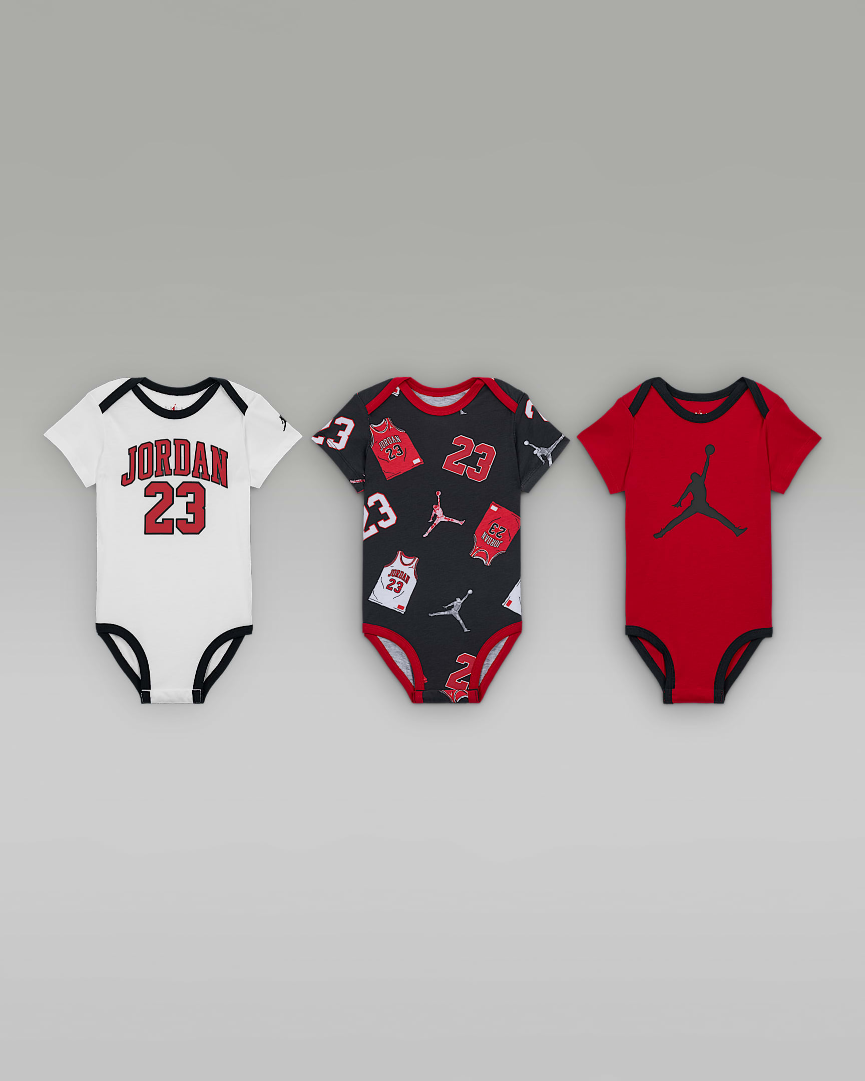 Jordan 23 Jersey 婴童连体衣(3 件) - 黑