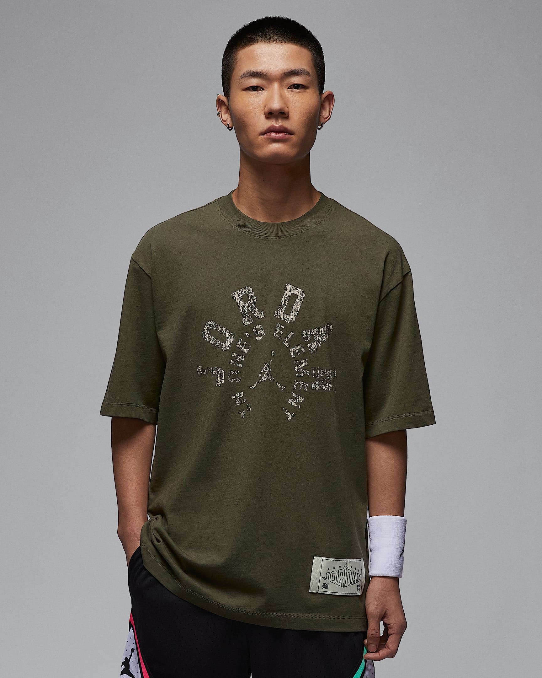 Jordan 85 Dongdan 下站东单男子速干T恤 - 中橄榄绿/灰黑