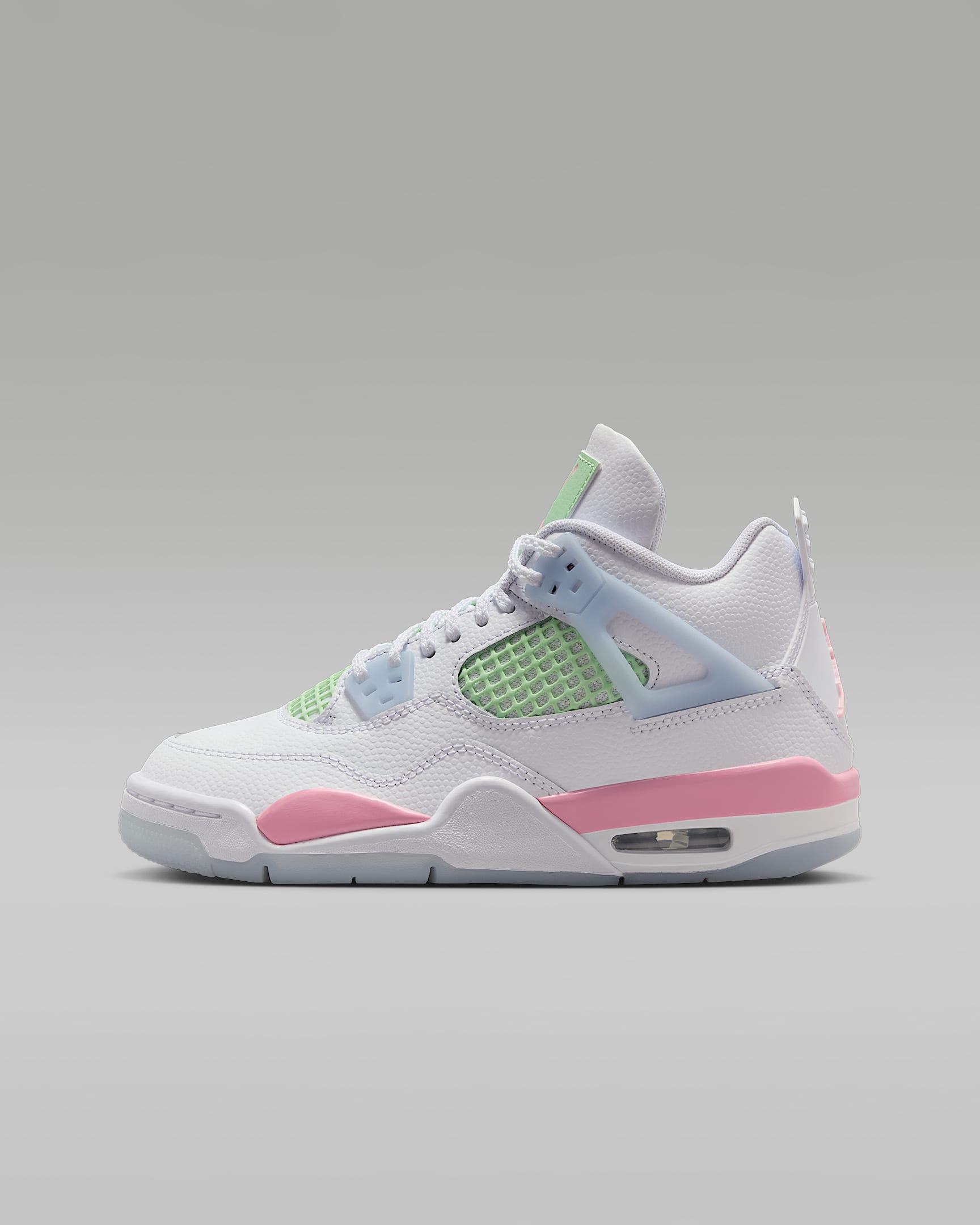 Air Jordan 4 Retro 复刻大童运动鞋 - 白色/半蓝/蒸气绿/中柔粉