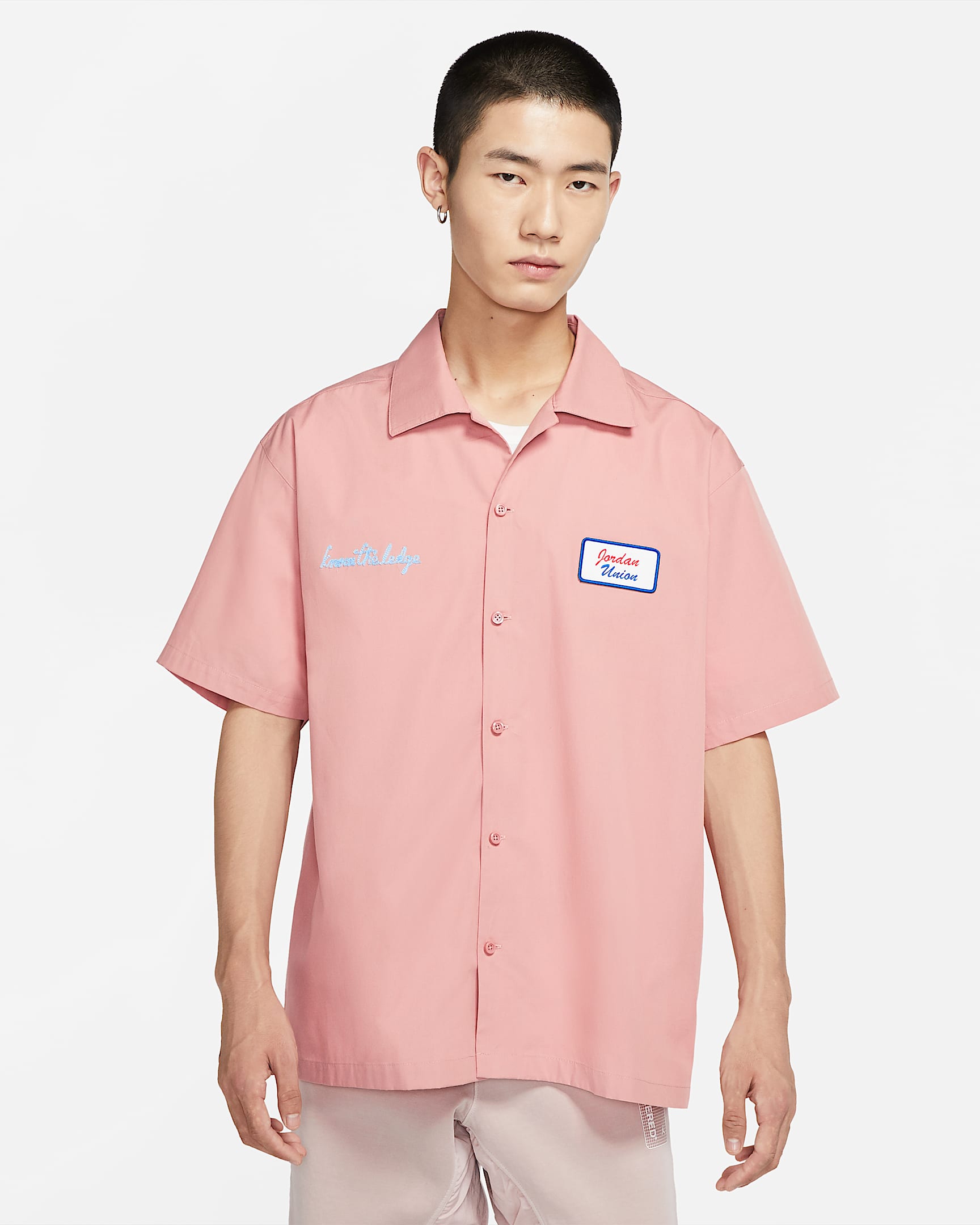 Jordan x Union 男子短袖纽扣上衣 - 锈粉