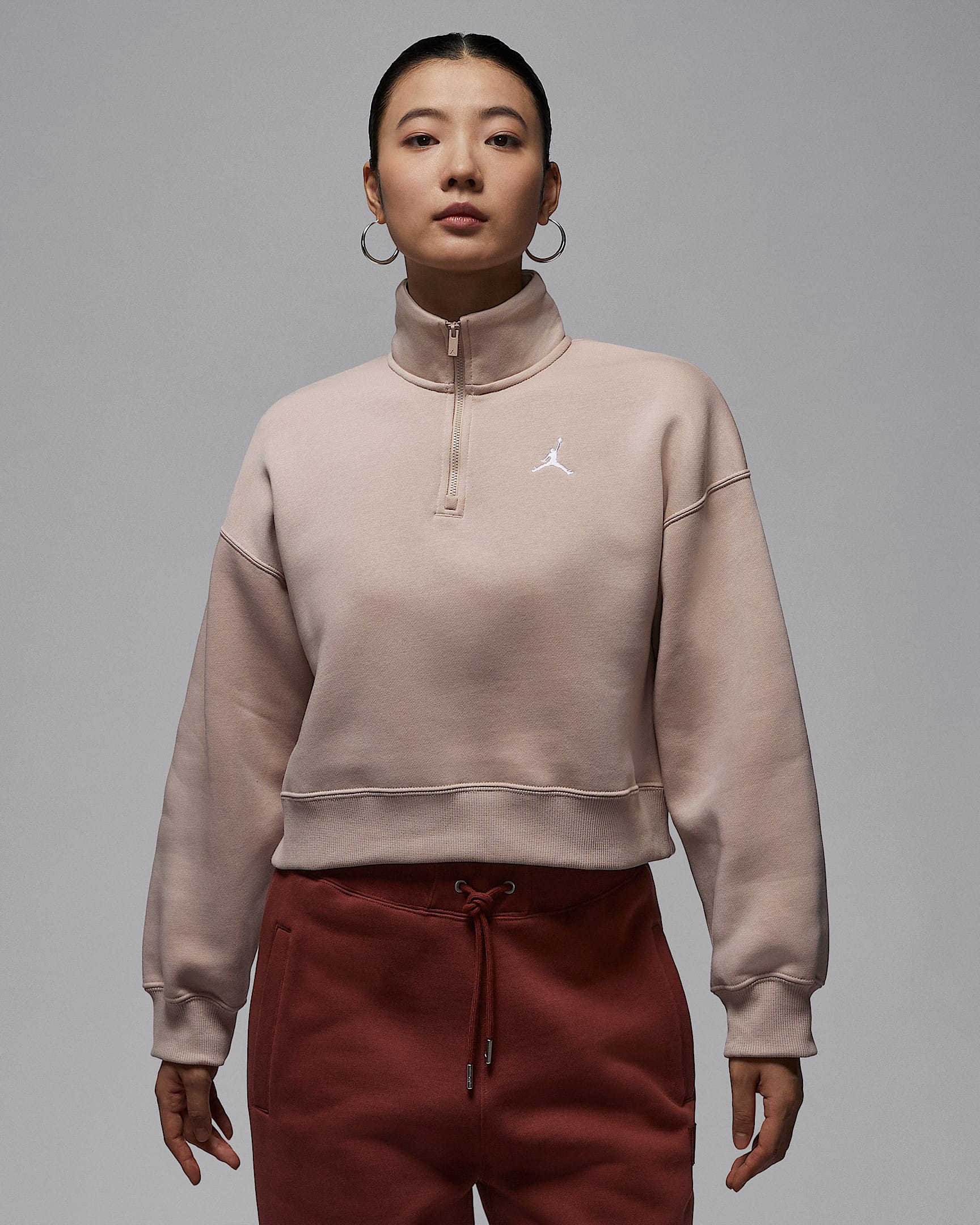 Jordan Brooklyn Fleece 女子加绒上衣 - 化石石灰/白色