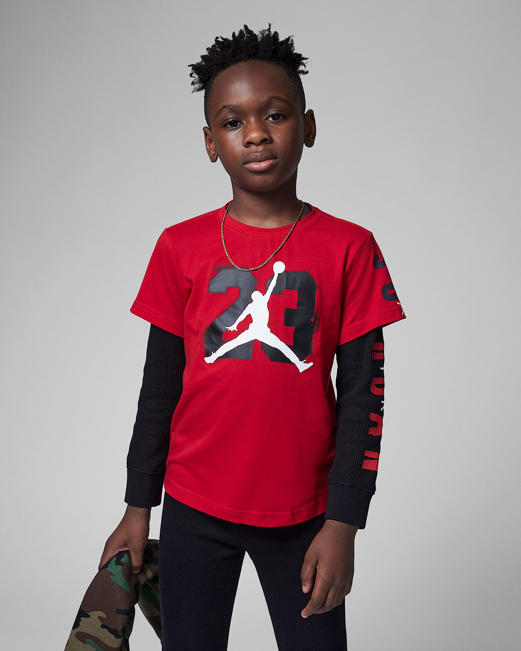 Jordan Core Street 2-Fer Graphic Shirt 幼童长袖T恤 - 健身红