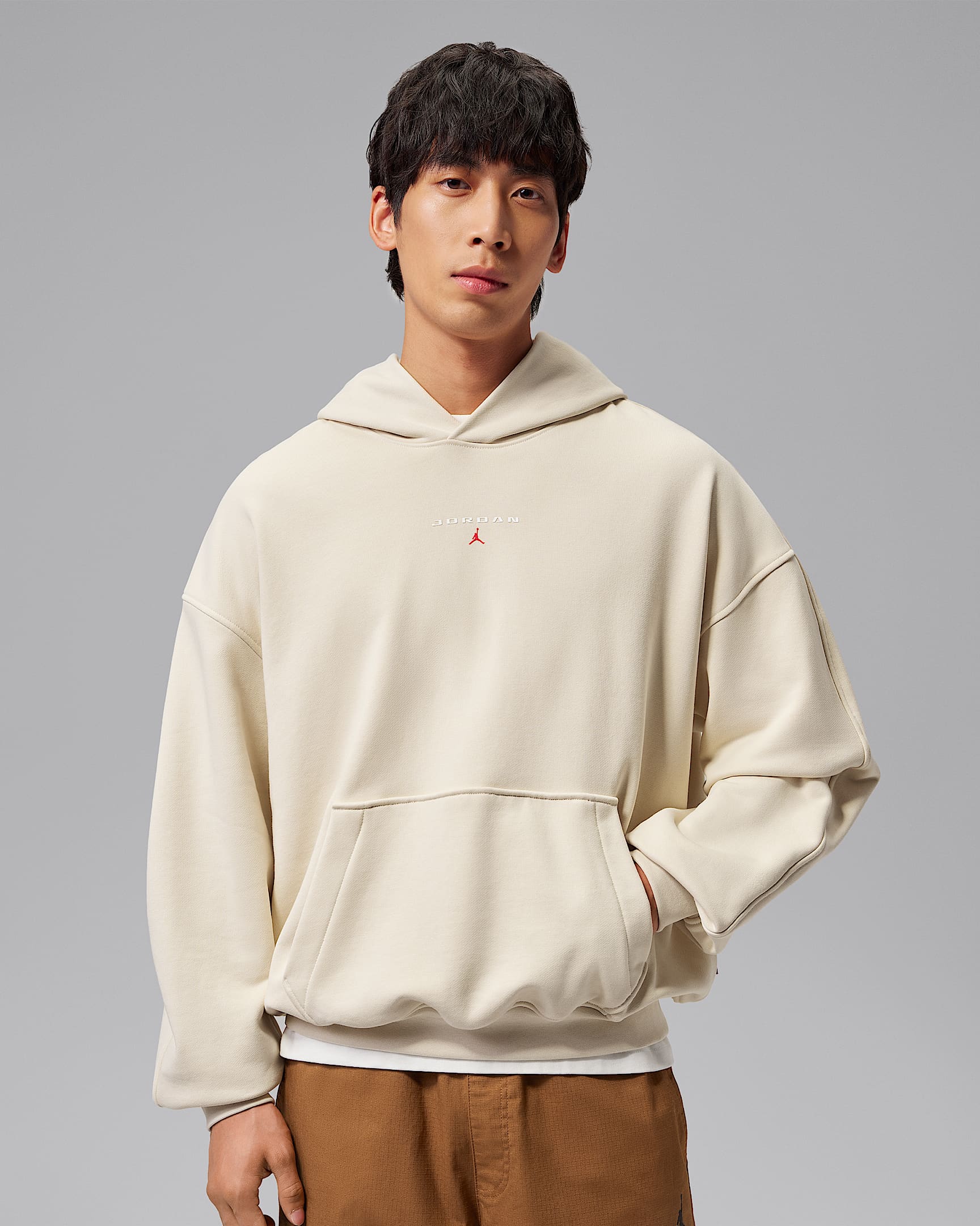 Jordan Flight Fleece 男子 Oversize 风套头连帽衫 - 珍珠白