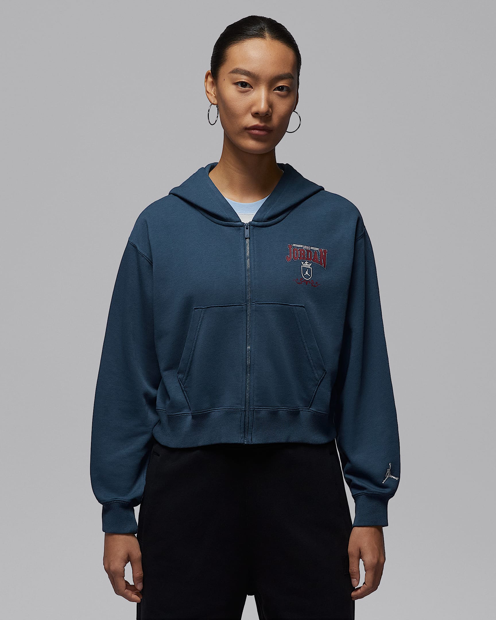 Jordan Brooklyn Fleece 女子全长拉链开襟连帽衫 - 舰队蓝/帆白