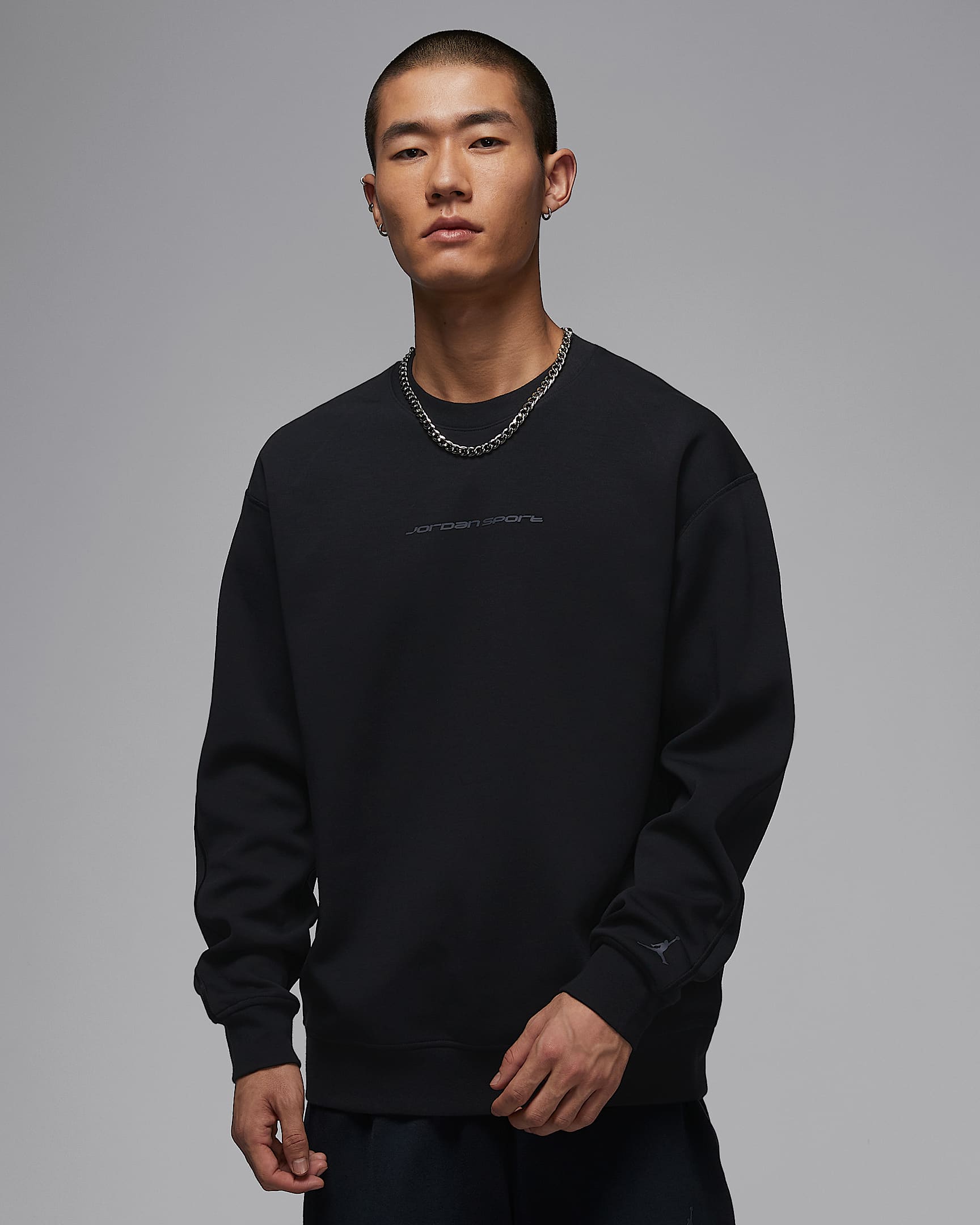 Jordan Sport Hoop Fleece Dri-FIT 男子速干针织圆领运动衫 - 黑/暗灰色