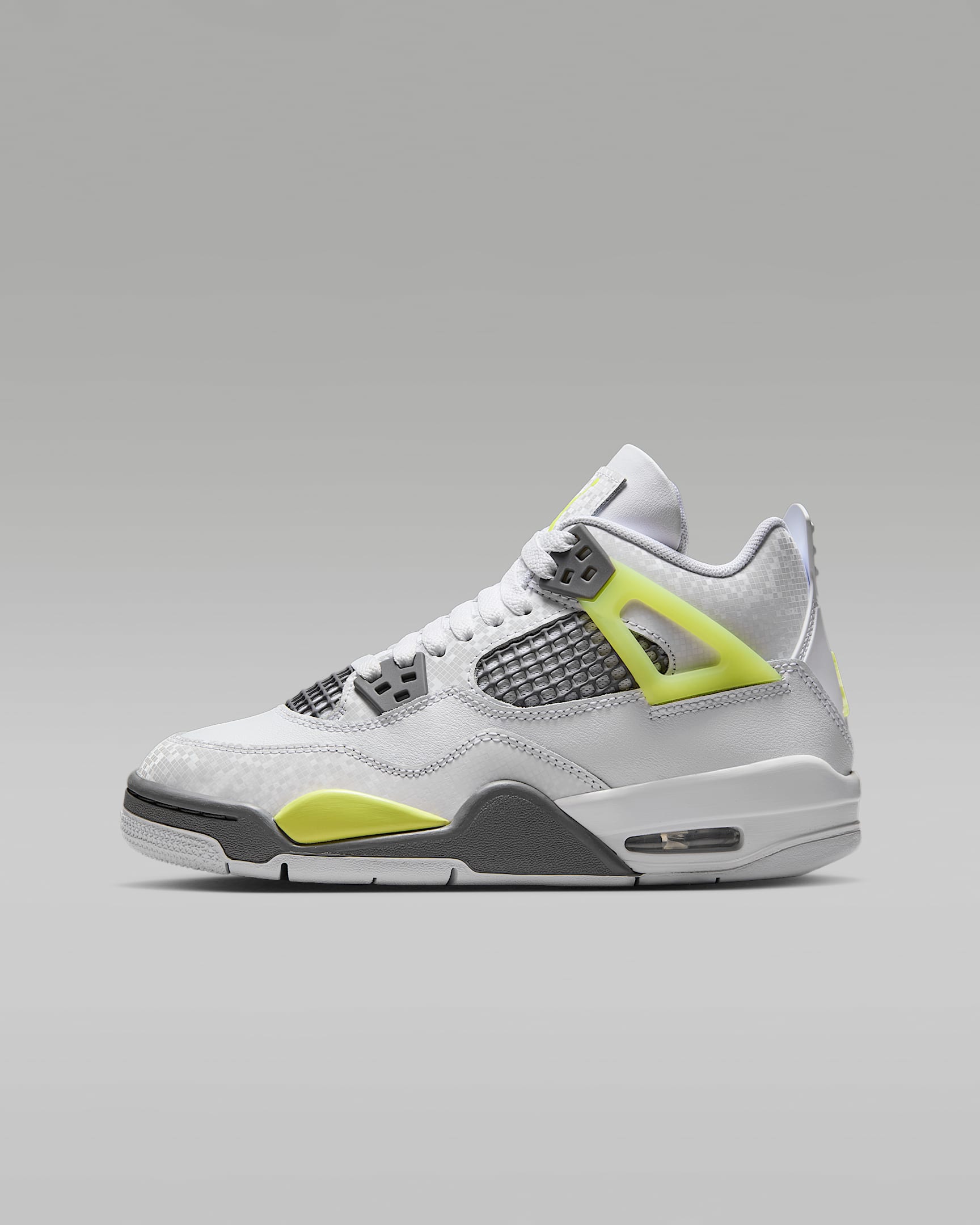 Air Jordan 4 Retro 复刻大童运动鞋 - 白色/浅石黑/浅柠檬黄