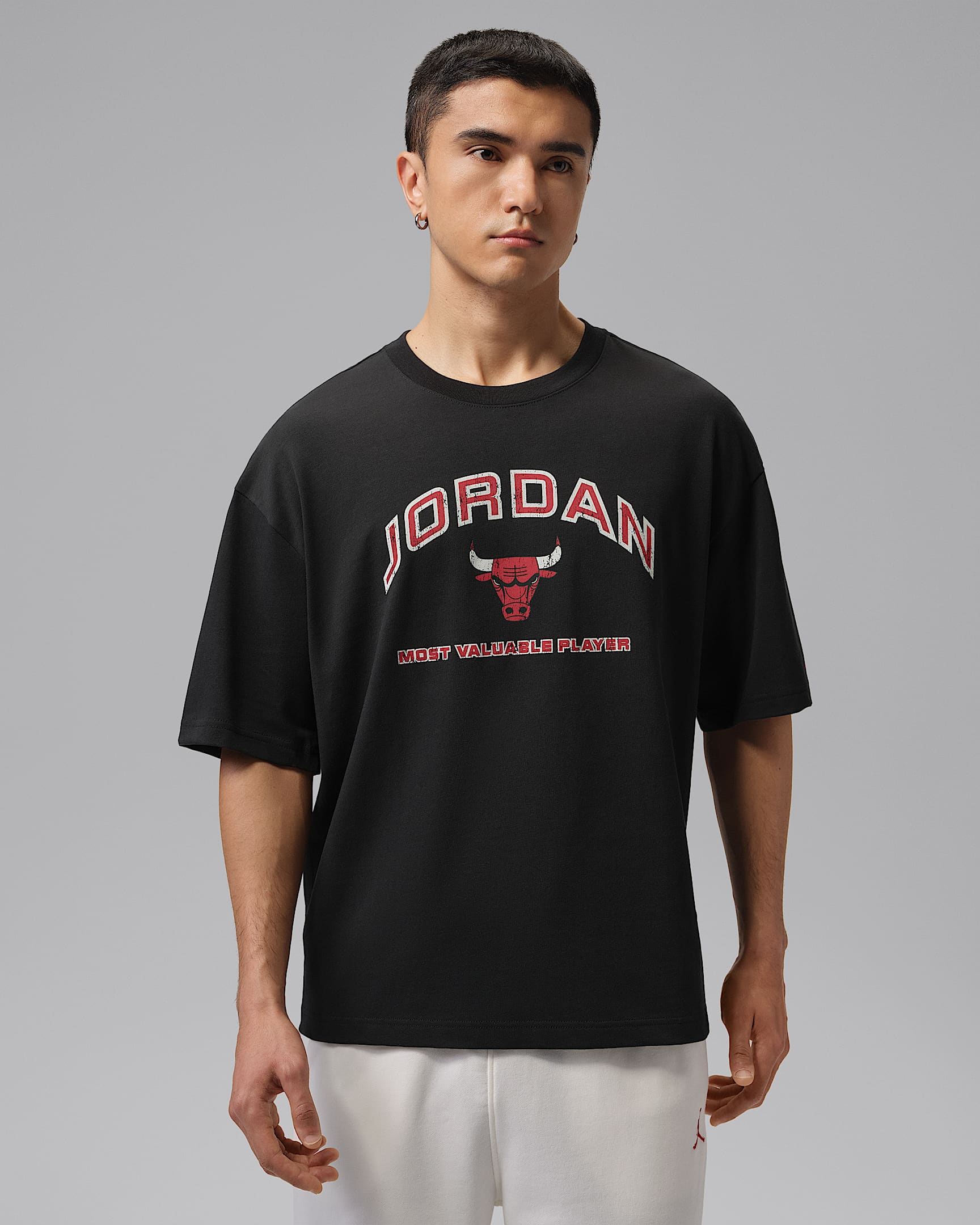 Jordan Flight Essentials 男子宽松印花T恤 - 黑/大学红