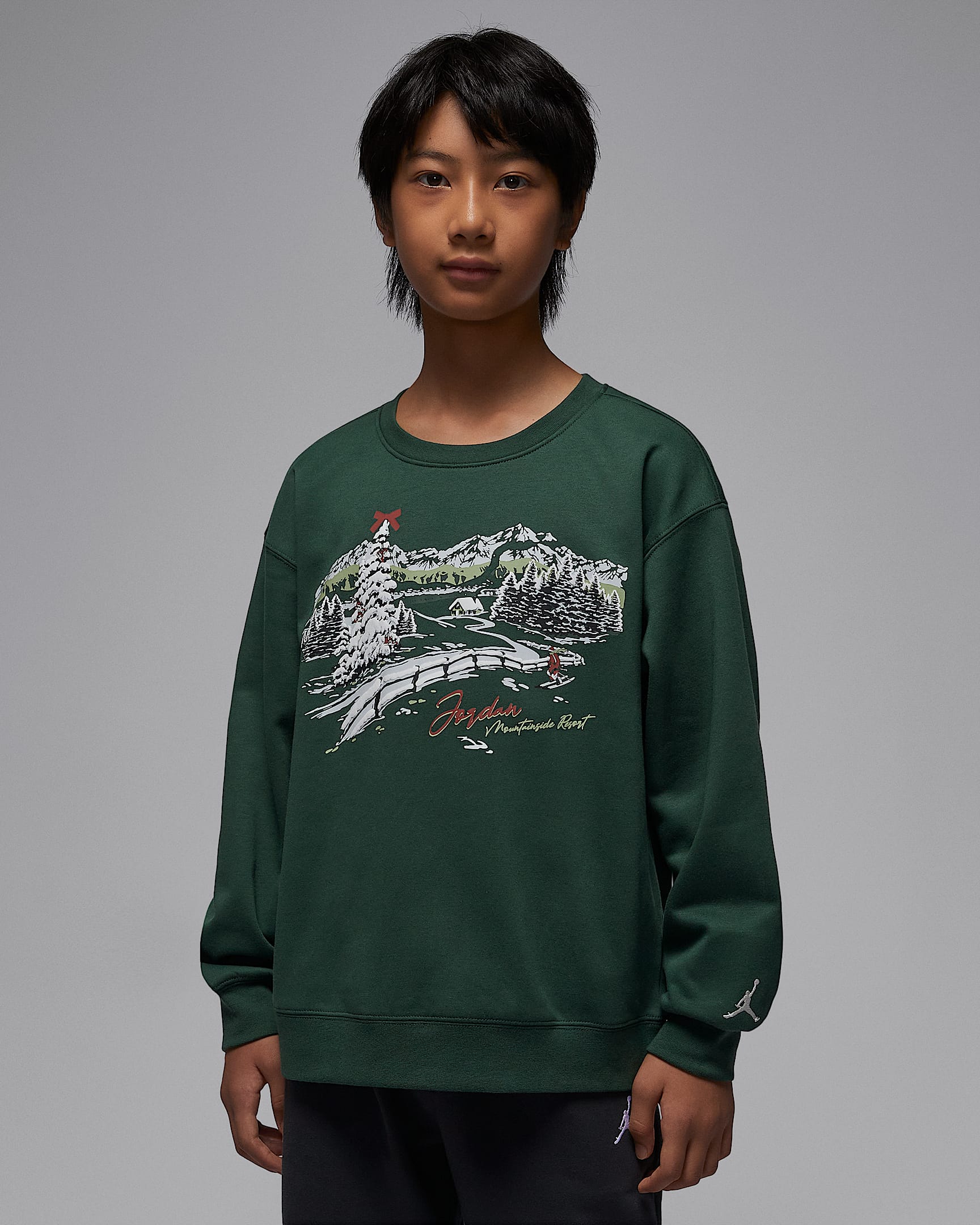 Jordan Resort 大童加绒圆领上衣 - 深绿