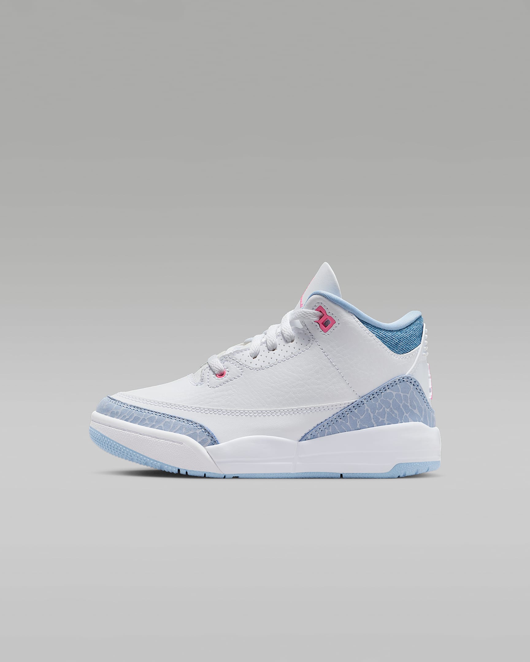 Jordan 3 Retro 复刻幼童运动鞋 - 白色/狂喜钴蓝/足球灰/霞光粉