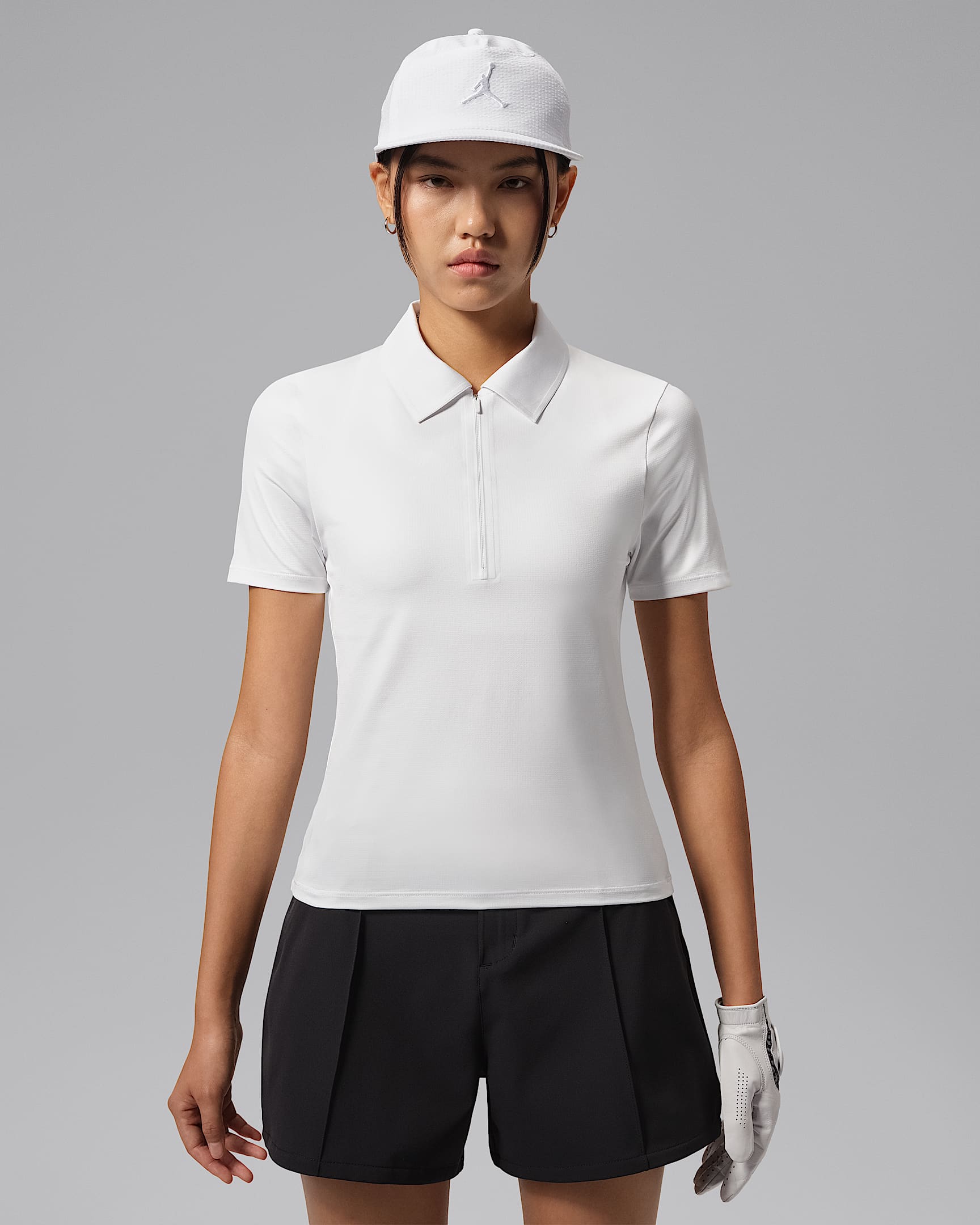 Jordan Sport Dri-FIT 女子防晒速干高尔夫短袖翻领T恤 - 白色/白色/白色