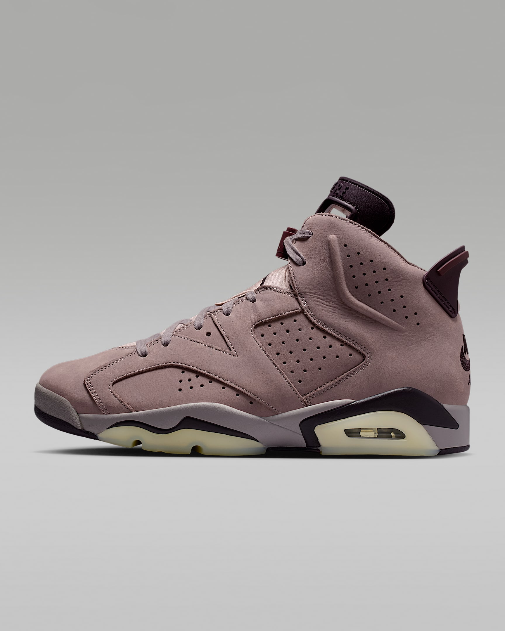 Air Jordan 6 x A Ma Maniére 男子运动鞋 - 雾紫/化石石灰/白色/暗调勃艮第酒红