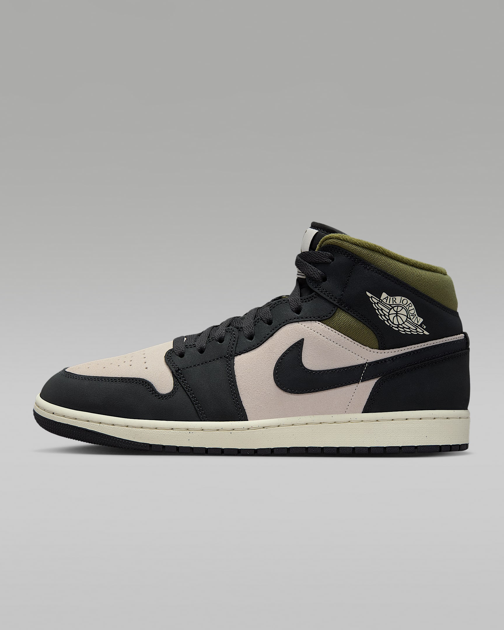 Air Jordan 1 Mid SE 男子运动鞋 - 浅土褐/中橄榄绿/帆白/灰黑