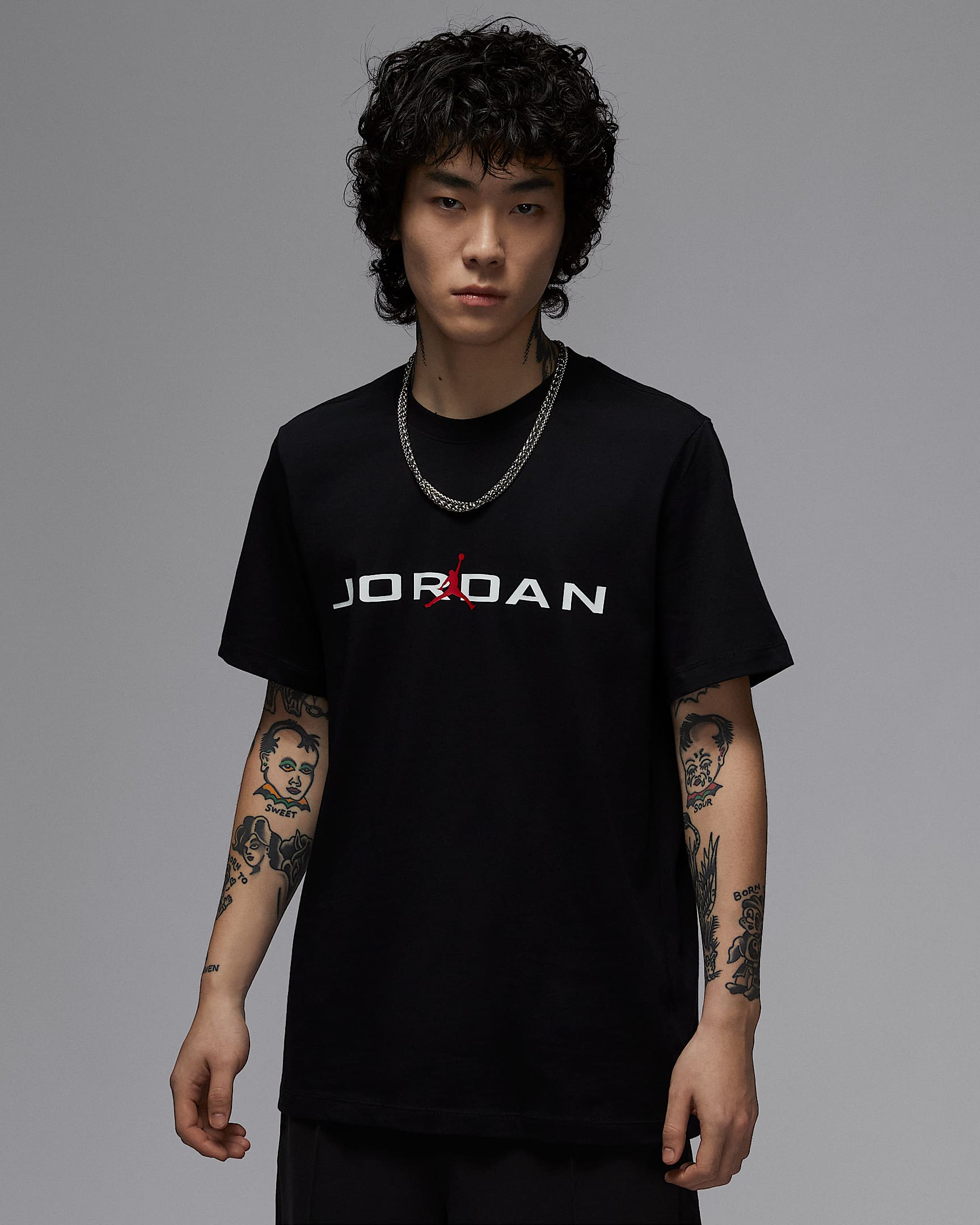 Jordan Air 男子T恤 - 黑/白色/健身红