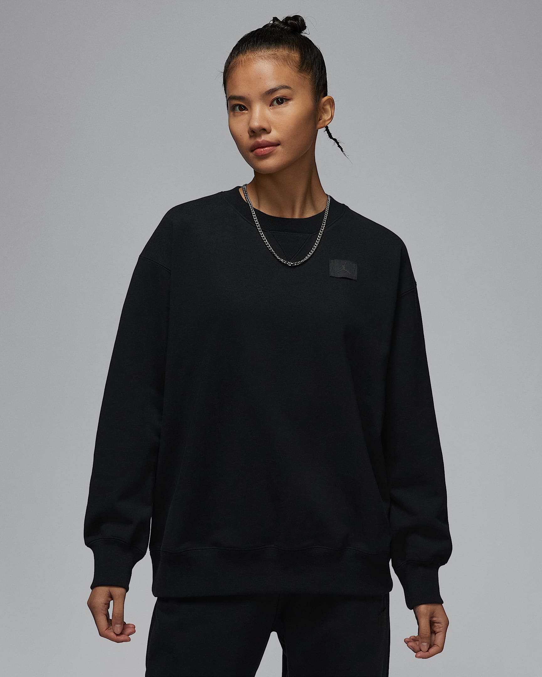 Jordan Flight Fleece 女子圆领运动衫 - 黑/暗烟灰