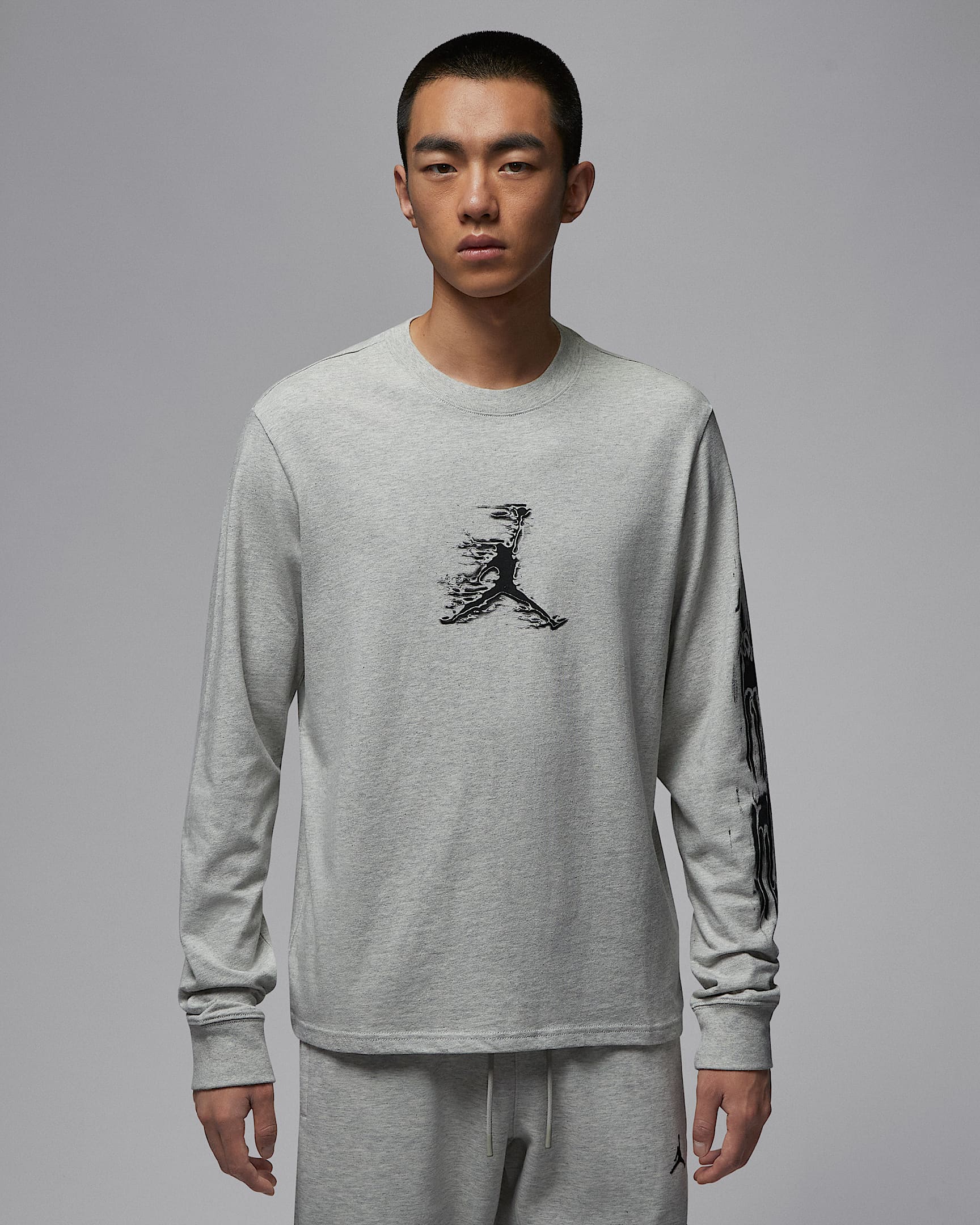 Jordan Sport Dri-FIT 男子速干长袖T恤 - 麻灰/黑