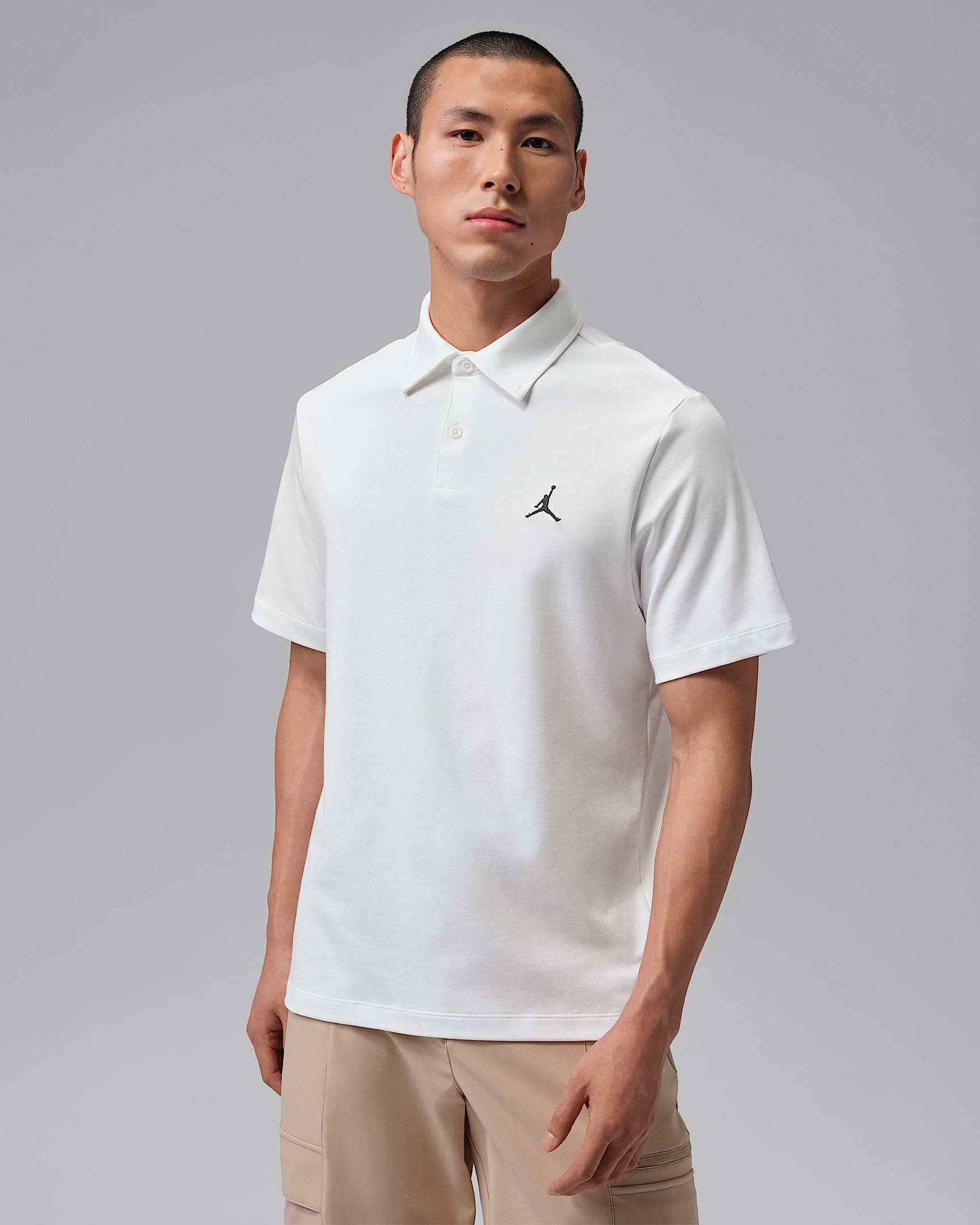 Jordan Sport Dri-FIT 男子速干高尔夫翻领T恤 - 白色/黑