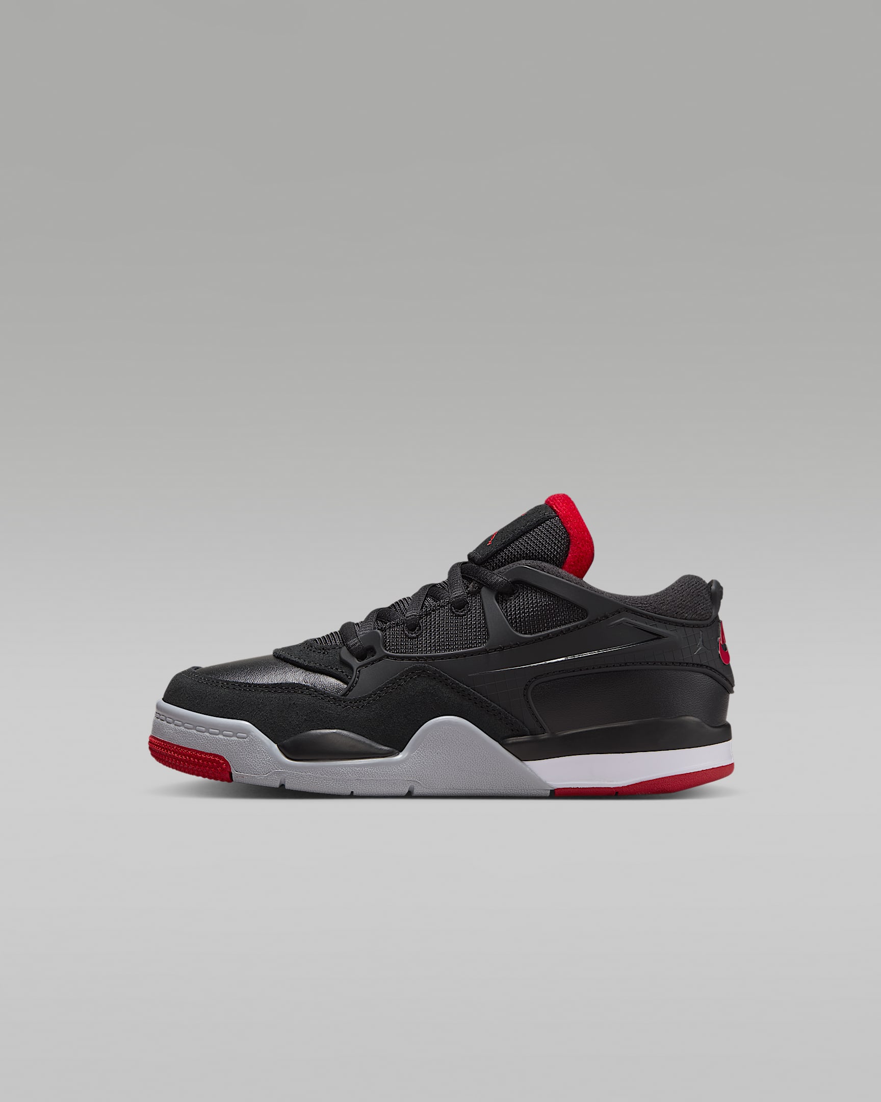Jordan 4 RM 幼童运动鞋 - 黑/狼灰/白色/校园红