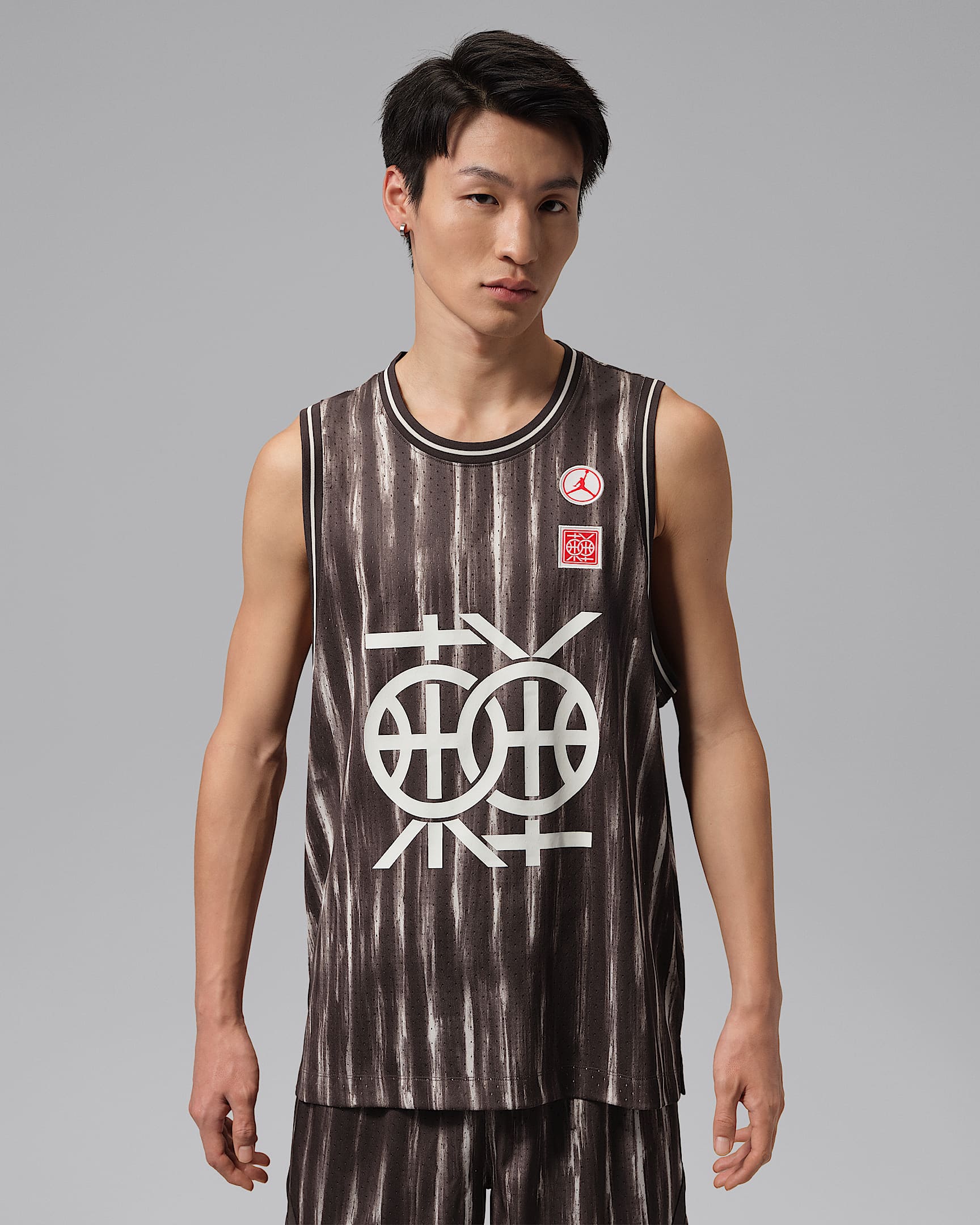 Jordan Sport Dongdan Dri-FIT 下站东单男子速干网眼布篮球球衣 - 丝绒棕/帆白/大学红