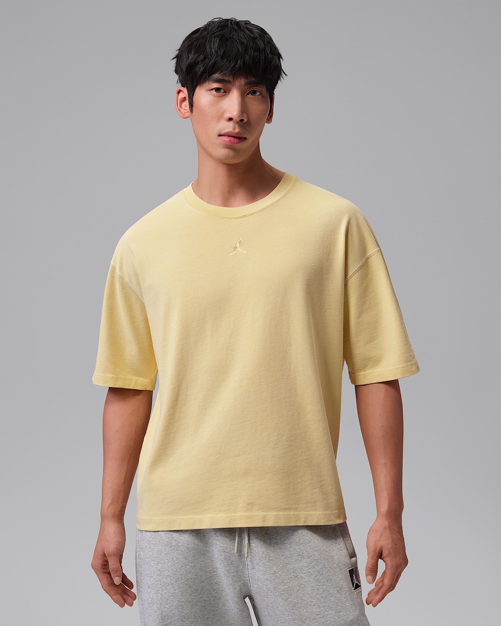 Jordan Flight 男子厚实短袖上衣 - 水洗柠檬黄/帆白/水洗柠檬黄