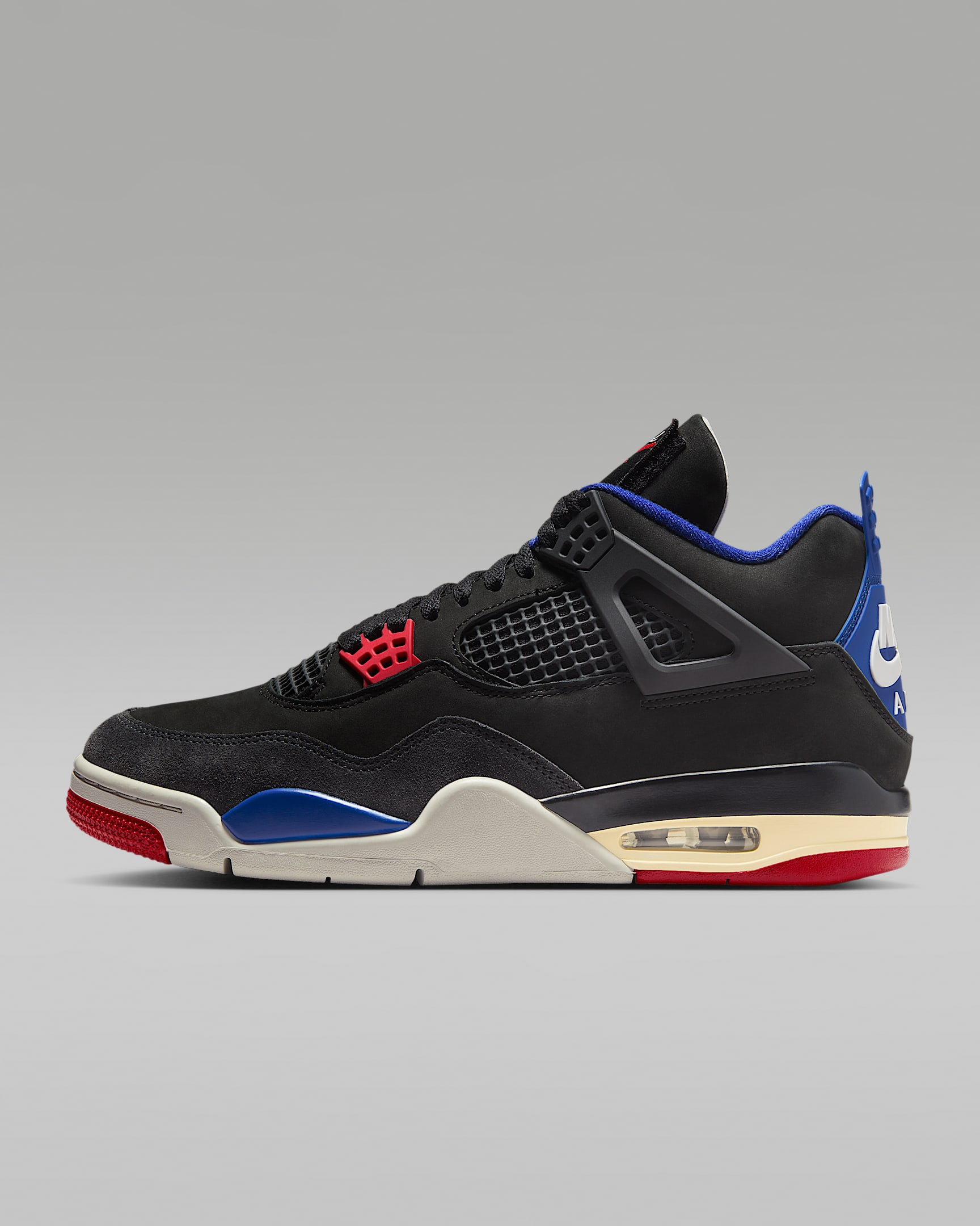 Air Jordan 4 Retro 复刻男子运动鞋 - 黑/深宝蓝/暗烟灰/火焰红