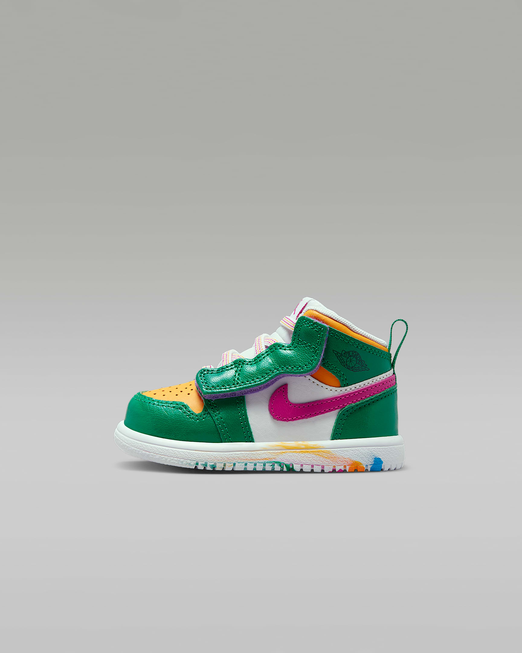 Jordan 1 Mid Alt (TD) 婴童运动童鞋 - 孔雀绿/白色/大学金/活力粉