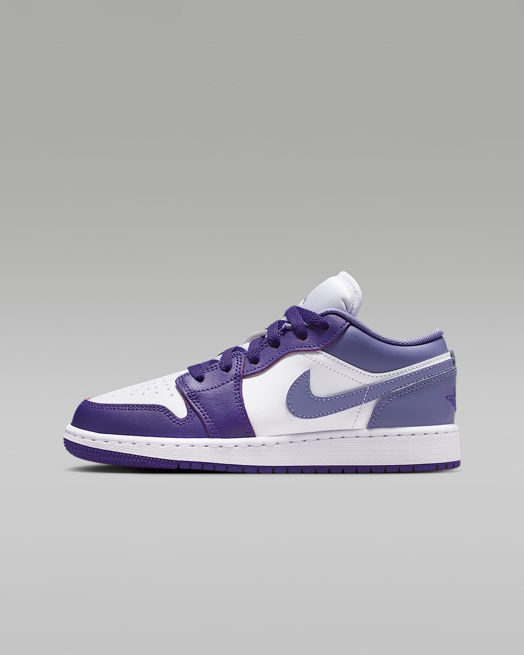 Air Jordan 1 Low 大童运动鞋 - 庭紫/白色/暗紫