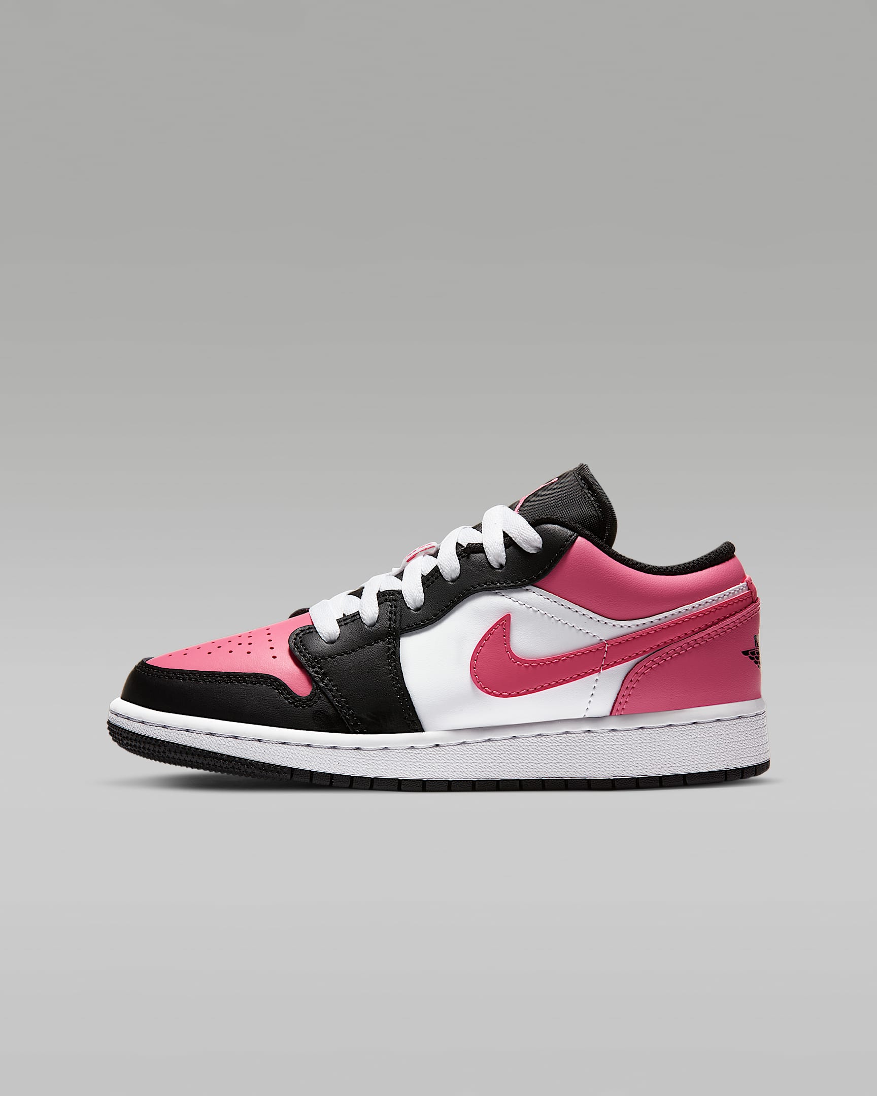 Air Jordan 1 Low (GS) 大童运动童鞋 - 白色/黑/亚紫粉