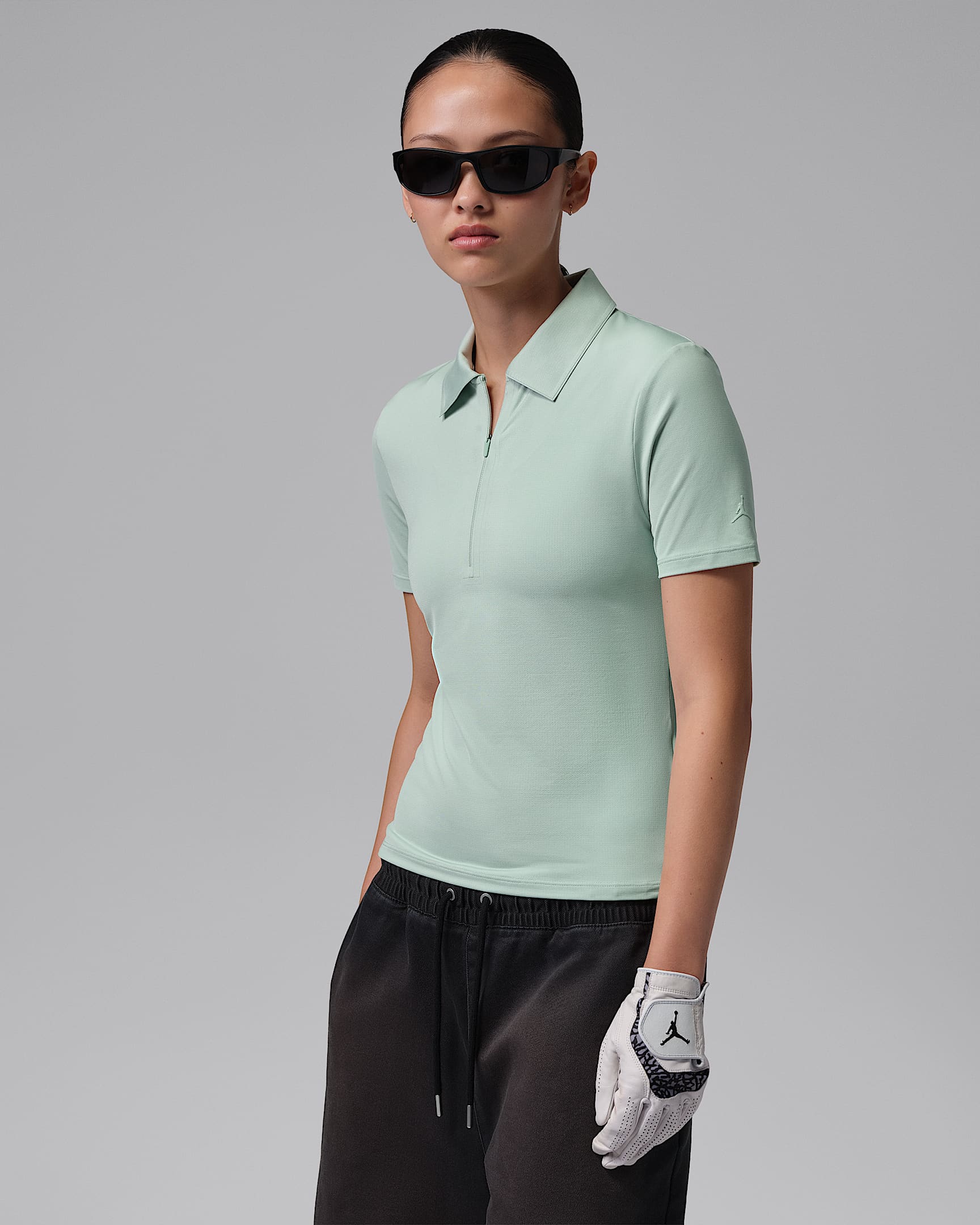 Jordan Sport Dri-FIT 女子防晒速干高尔夫短袖翻领T恤 - 霜淡草绿/海岸绿/霜淡草绿