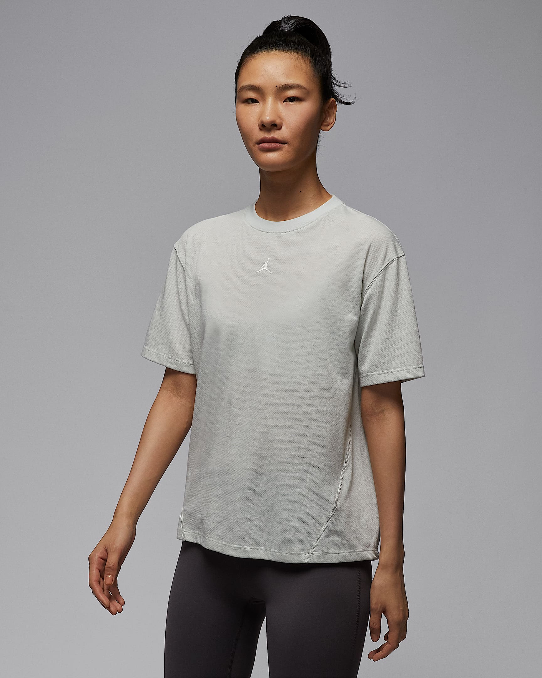 Jordan Sport Diamond 女子速干短袖篮球上衣 - 浅银/白色