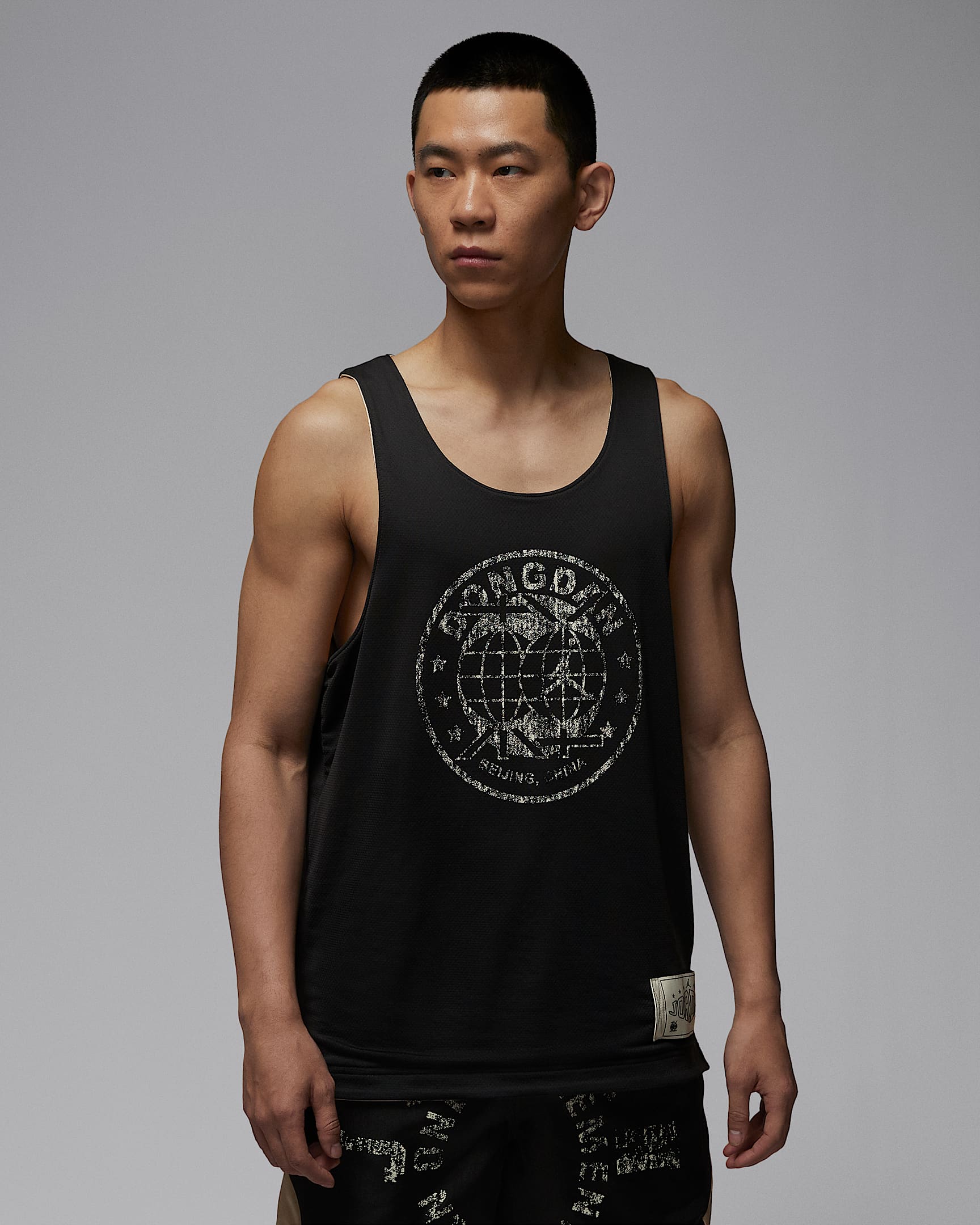 Jordan Sport Dongdan Dri-FIT 下站东单男子速干双面穿球衣 - 灰黑/燕麦色