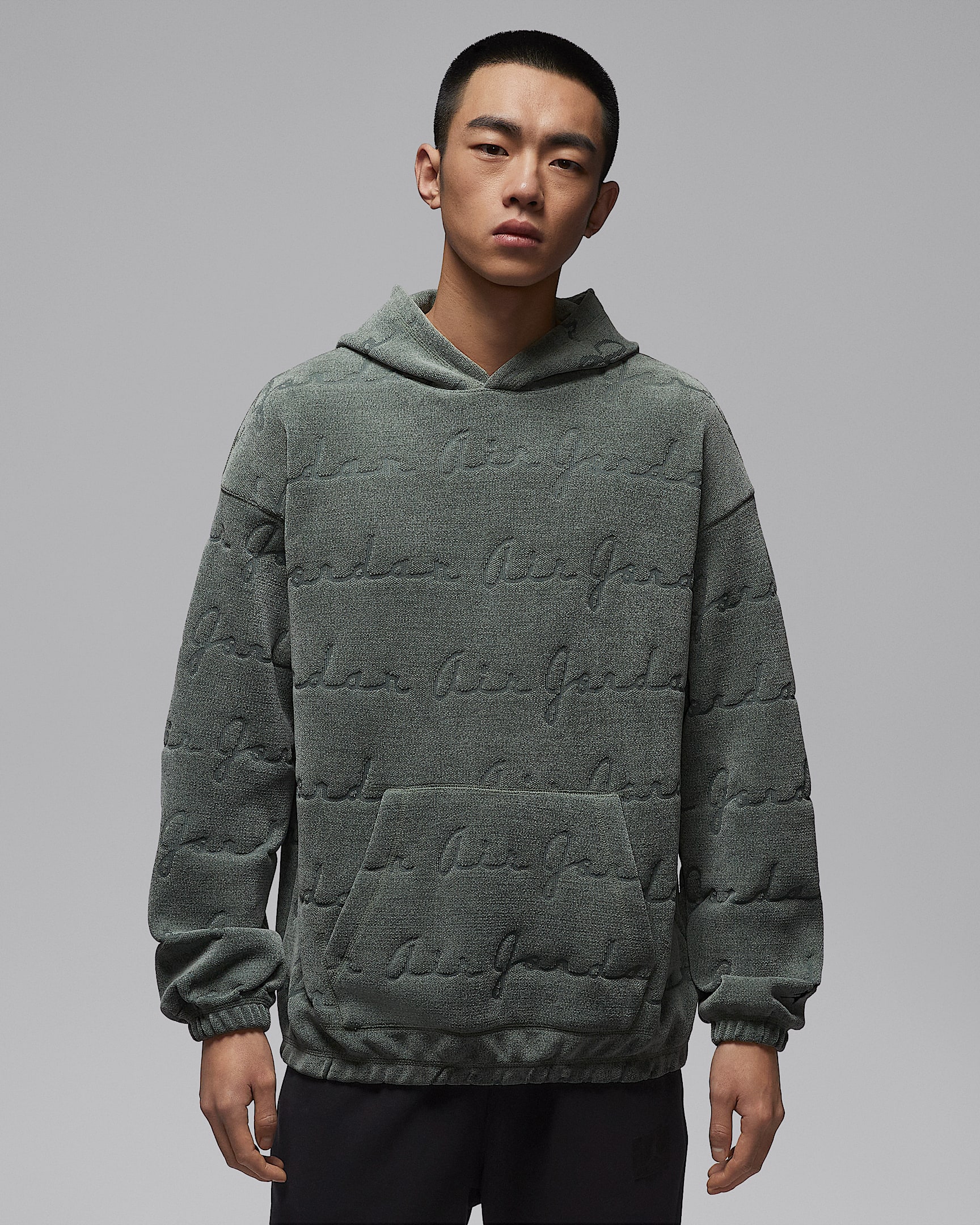 Jordan Flight 男子提花套头连帽衫 - 复古苔绿/黑