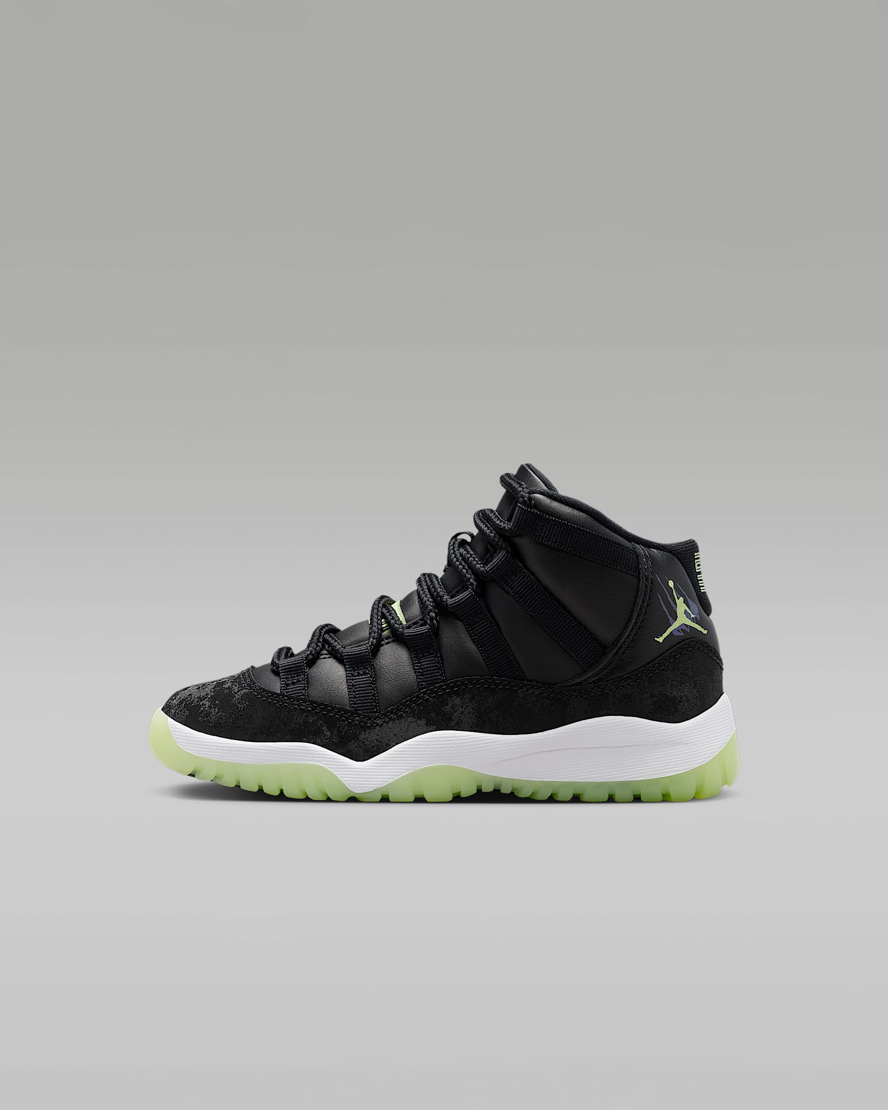 Jordan 11 Retro 复刻幼童运动鞋 - 黑/乌紫/白色/微黄绿
