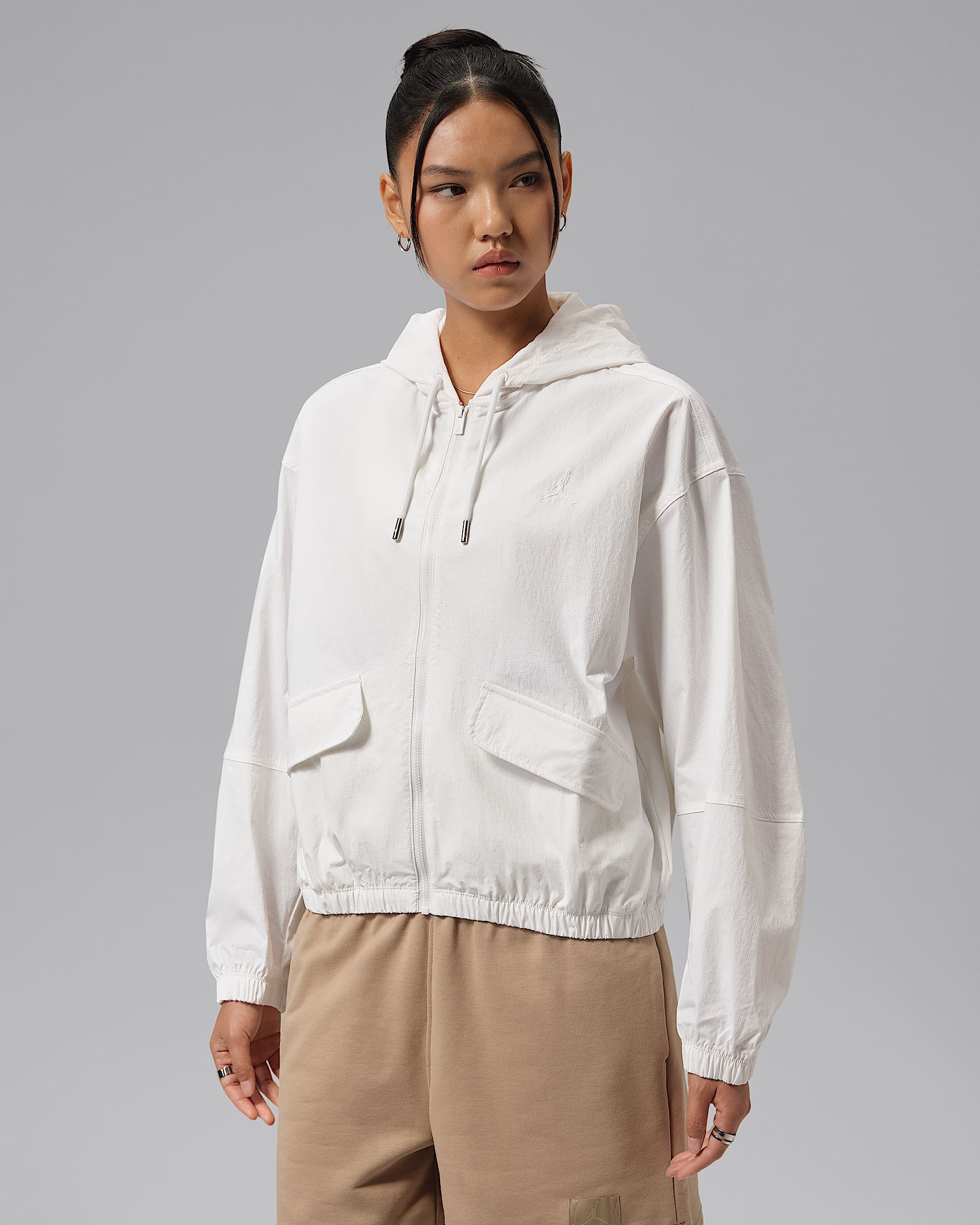 Jordan Flight 女子全长拉链开襟夹克防晒衣 - 白色/白色