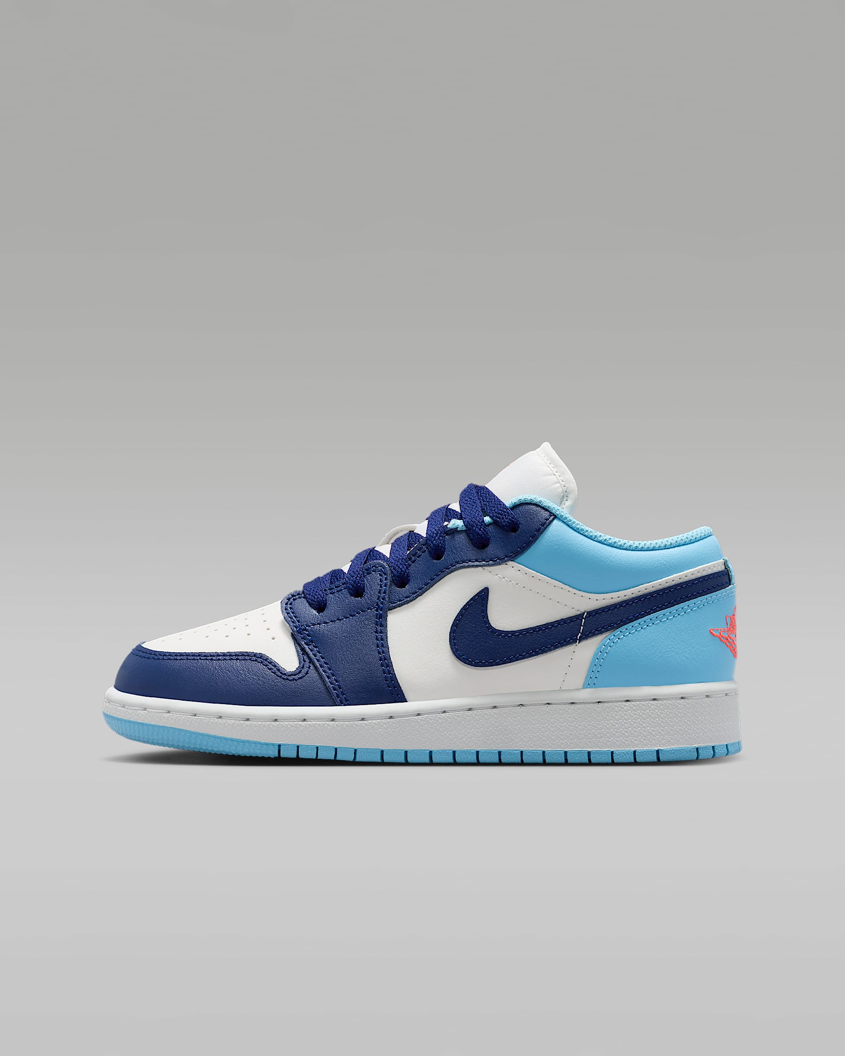 Air Jordan 1 Low 大童运动鞋 - 帆白/冷蓝/火山岩红/空间蓝