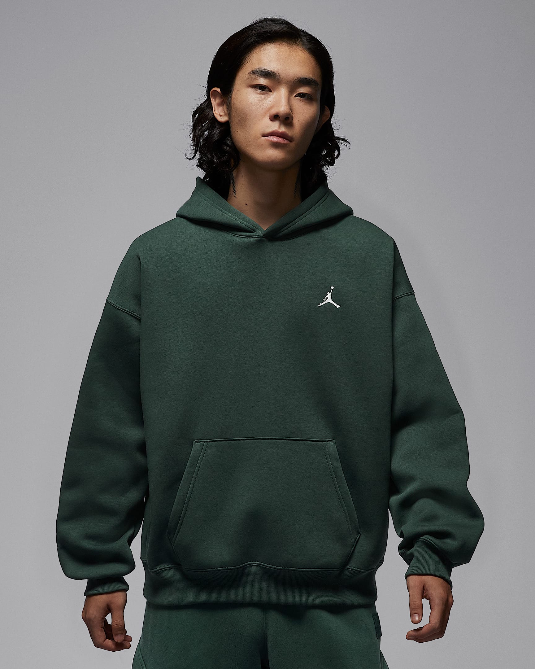Jordan Brooklyn Fleece 男子 Oversize 风加绒套头连帽衫 - 深绿/帆白