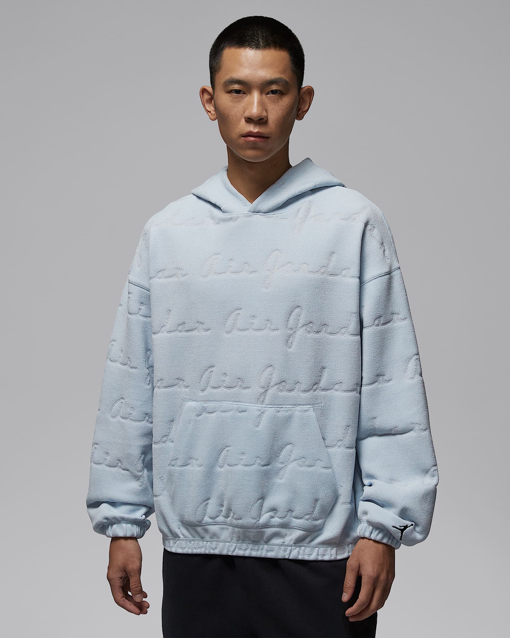 Jordan Flight 男子提花套头连帽衫 - 浅蓝灰/黑