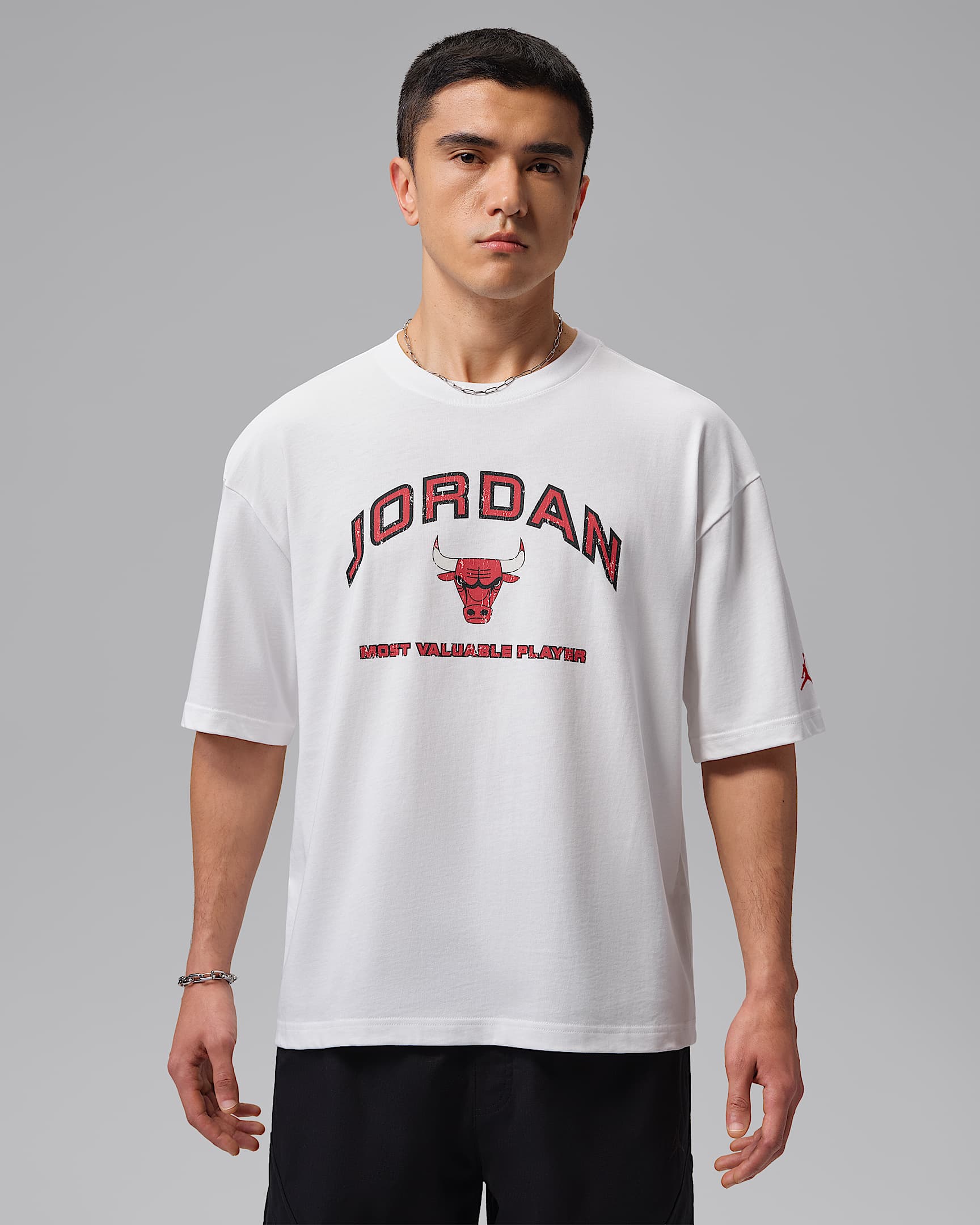 Jordan Flight Essentials 男子宽松印花T恤 - 白色/大学红