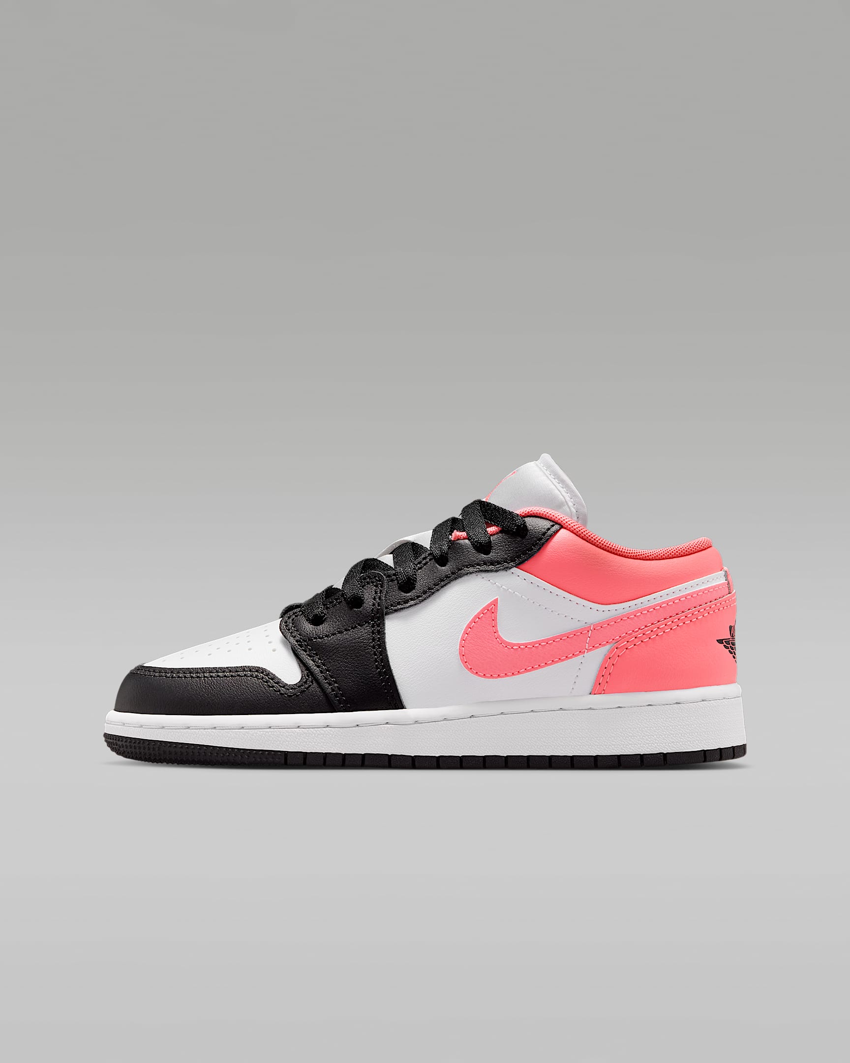 Air Jordan 1 Low 大童运动鞋 - 黑/白色/凝视粉