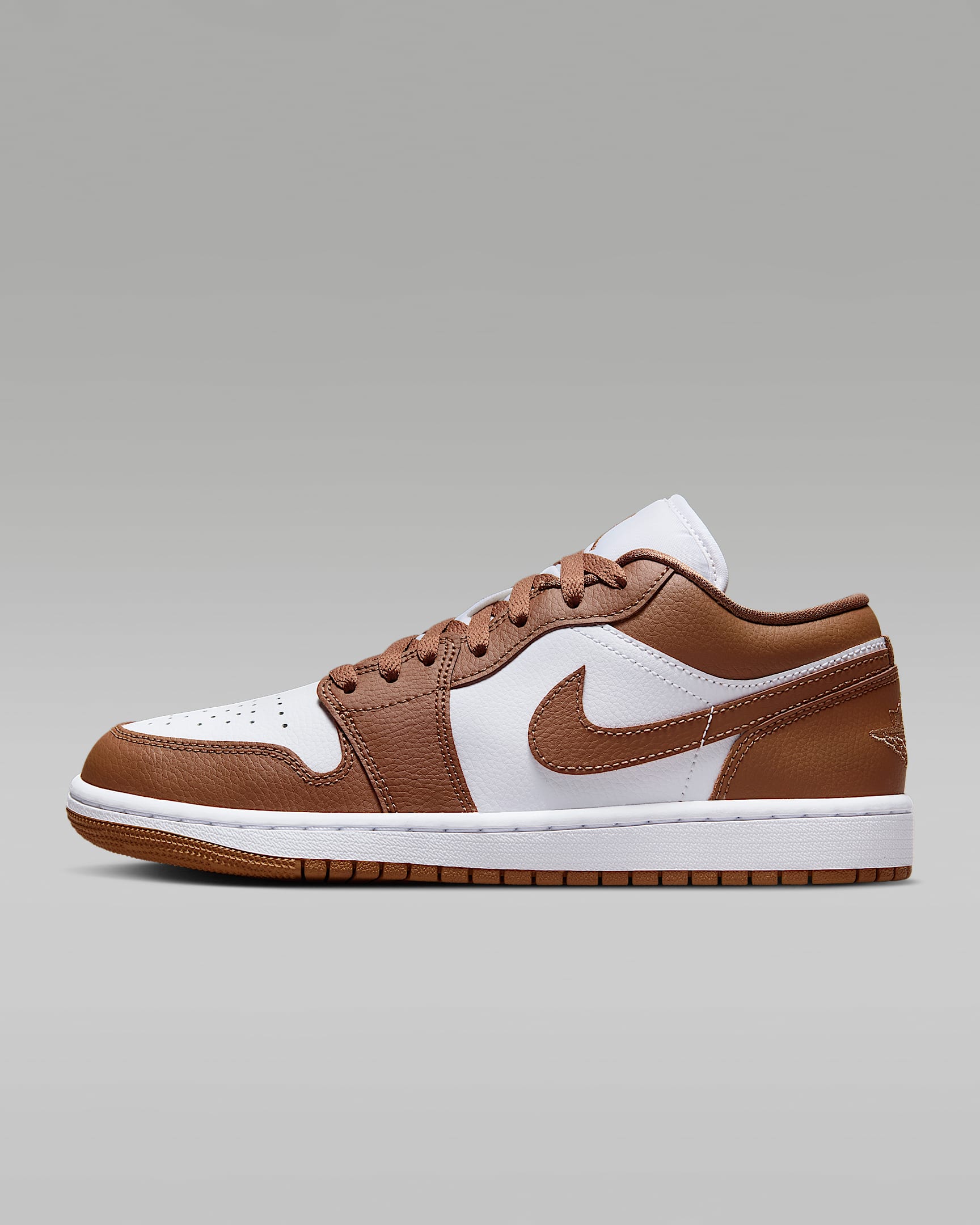 Air Jordan 1 Low 女子复古运动鞋刺绣板鞋 - 古棕色/白色/古棕色