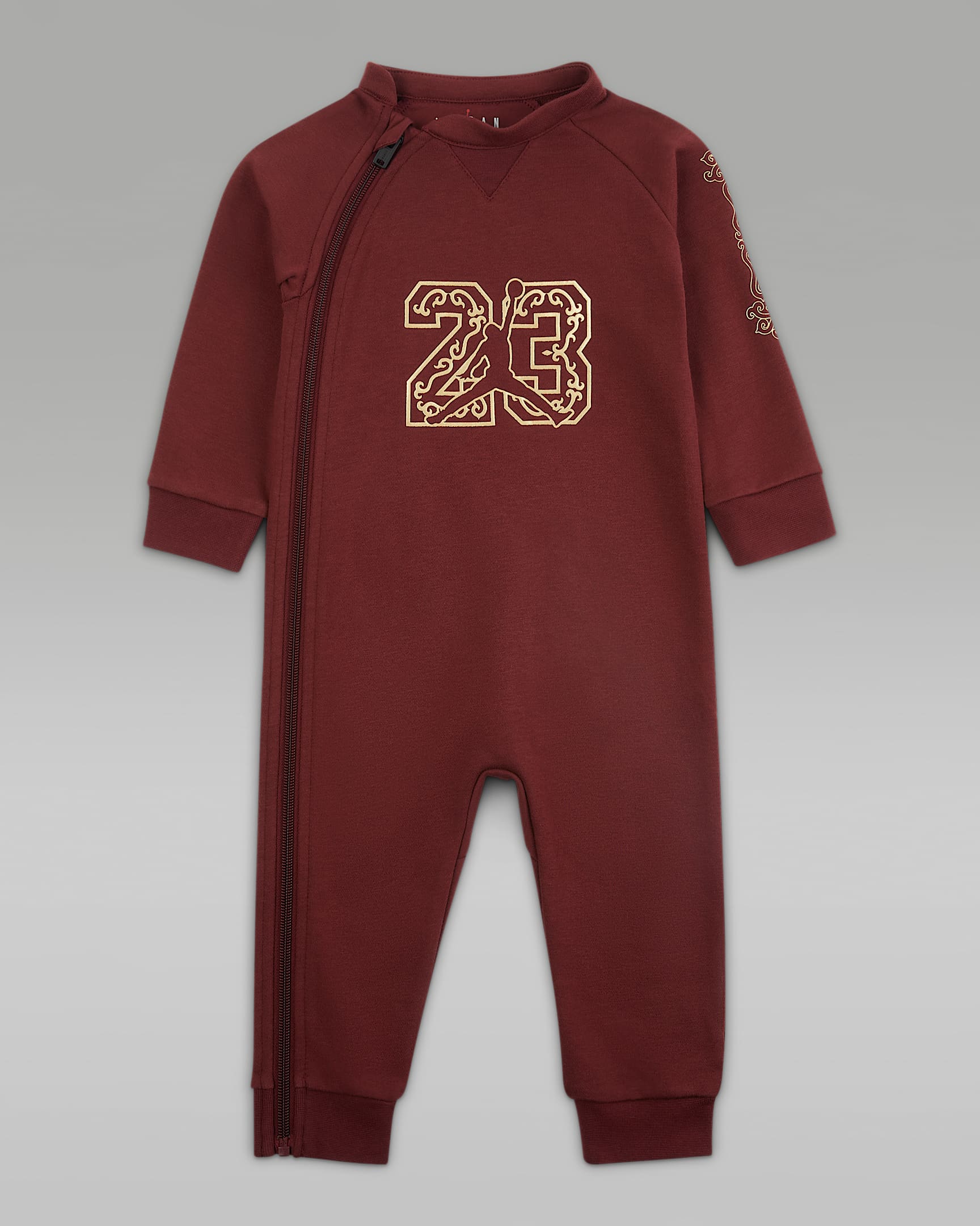 Jordan 新年系列婴童连体衣 - 暗队红/金/金