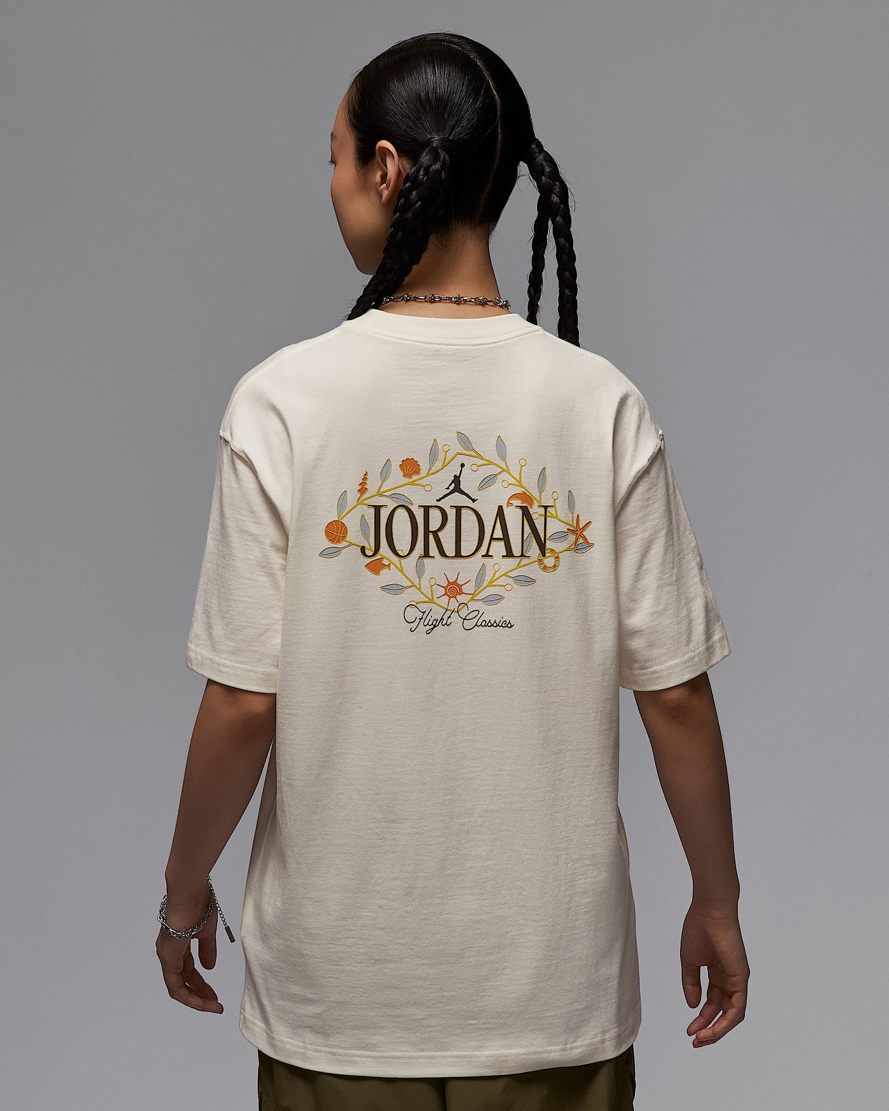 Jordan 女子 Oversize 风图案T恤 - 帆白