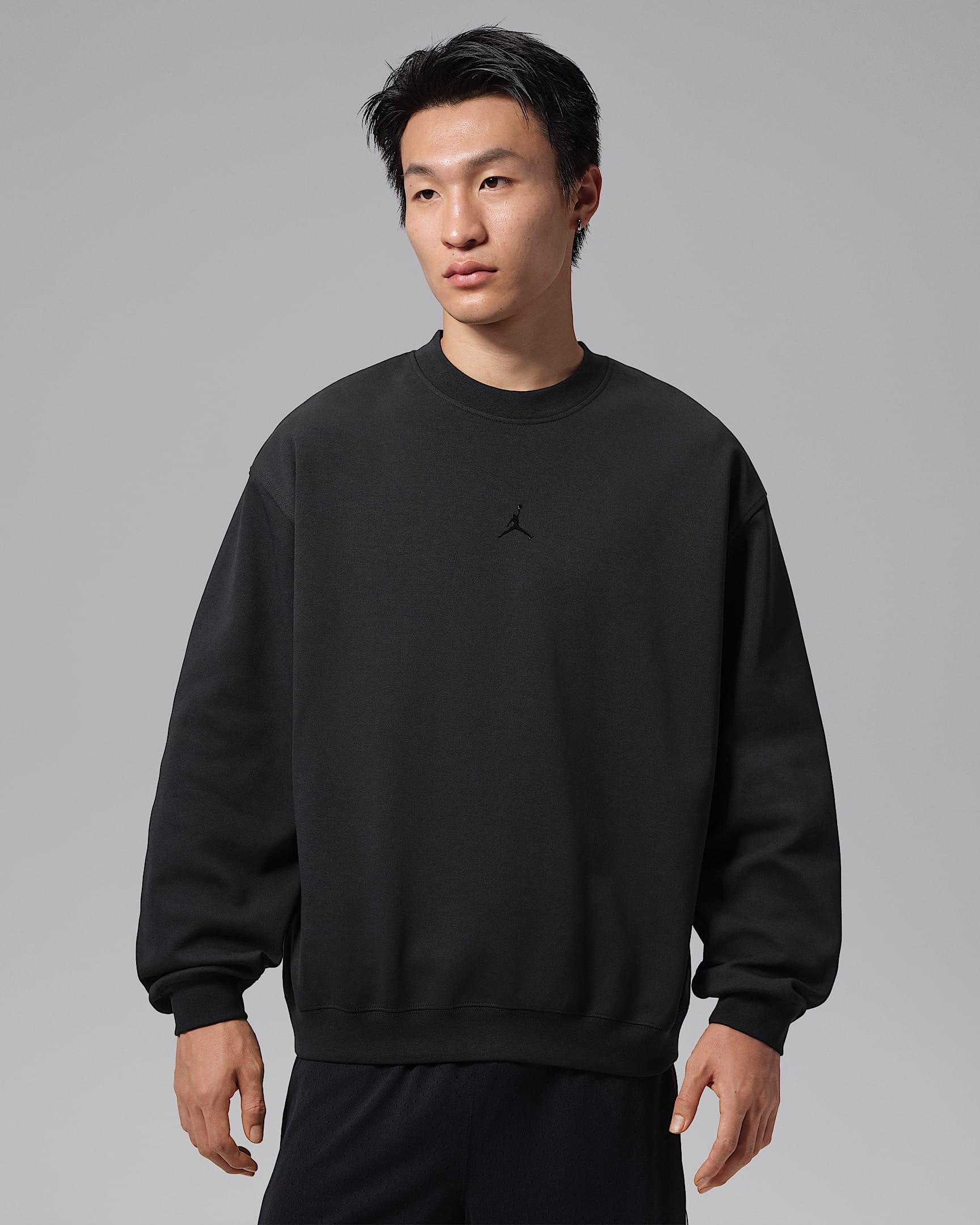 Jordan Sport Hoop Fleece Dri-FIT 男子速干圆领运动衫 - 黑