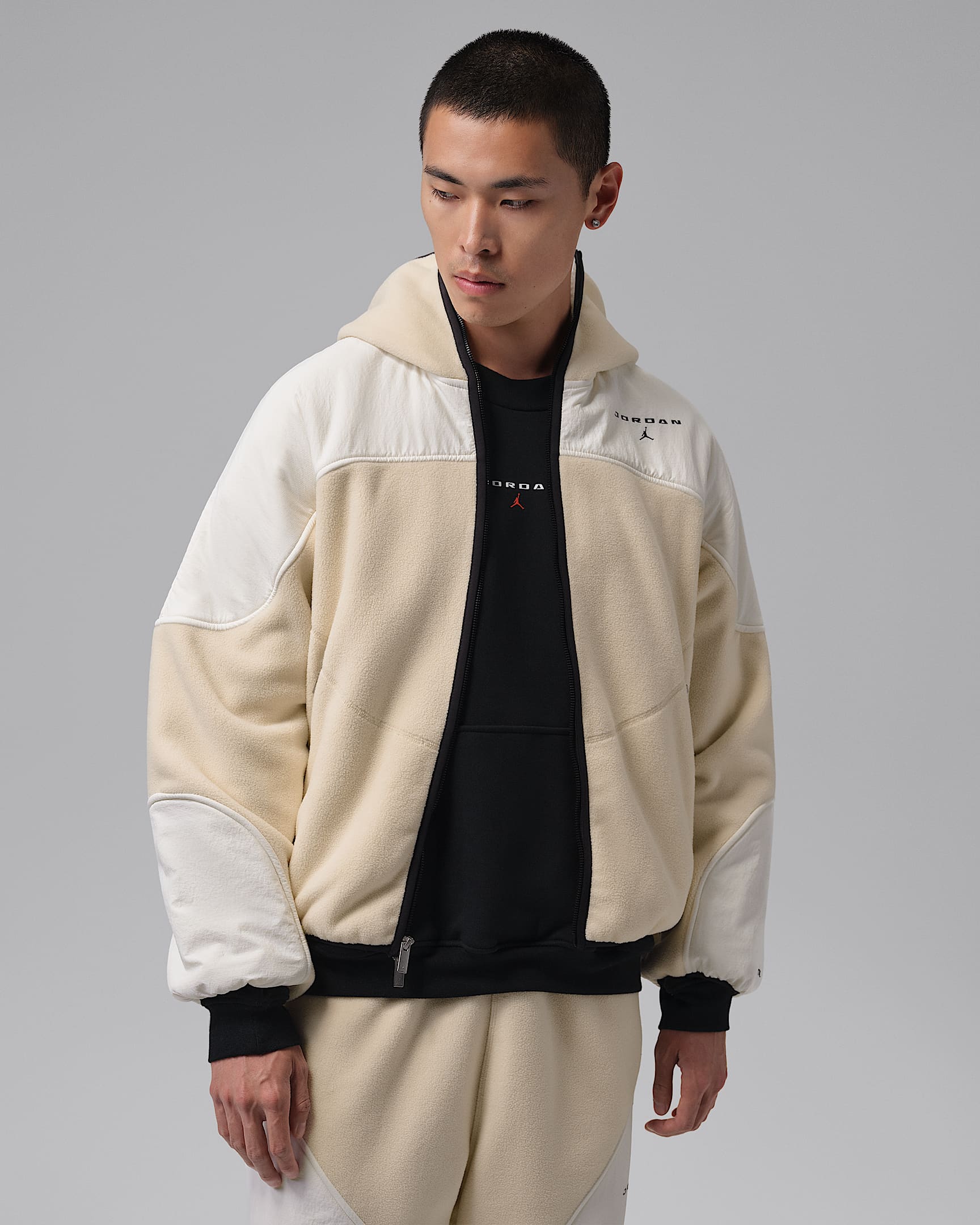 Jordan Flight Mountainside Therma-FIT 男子全长拉链开襟连帽衫 - 珍珠白/帆白/黑