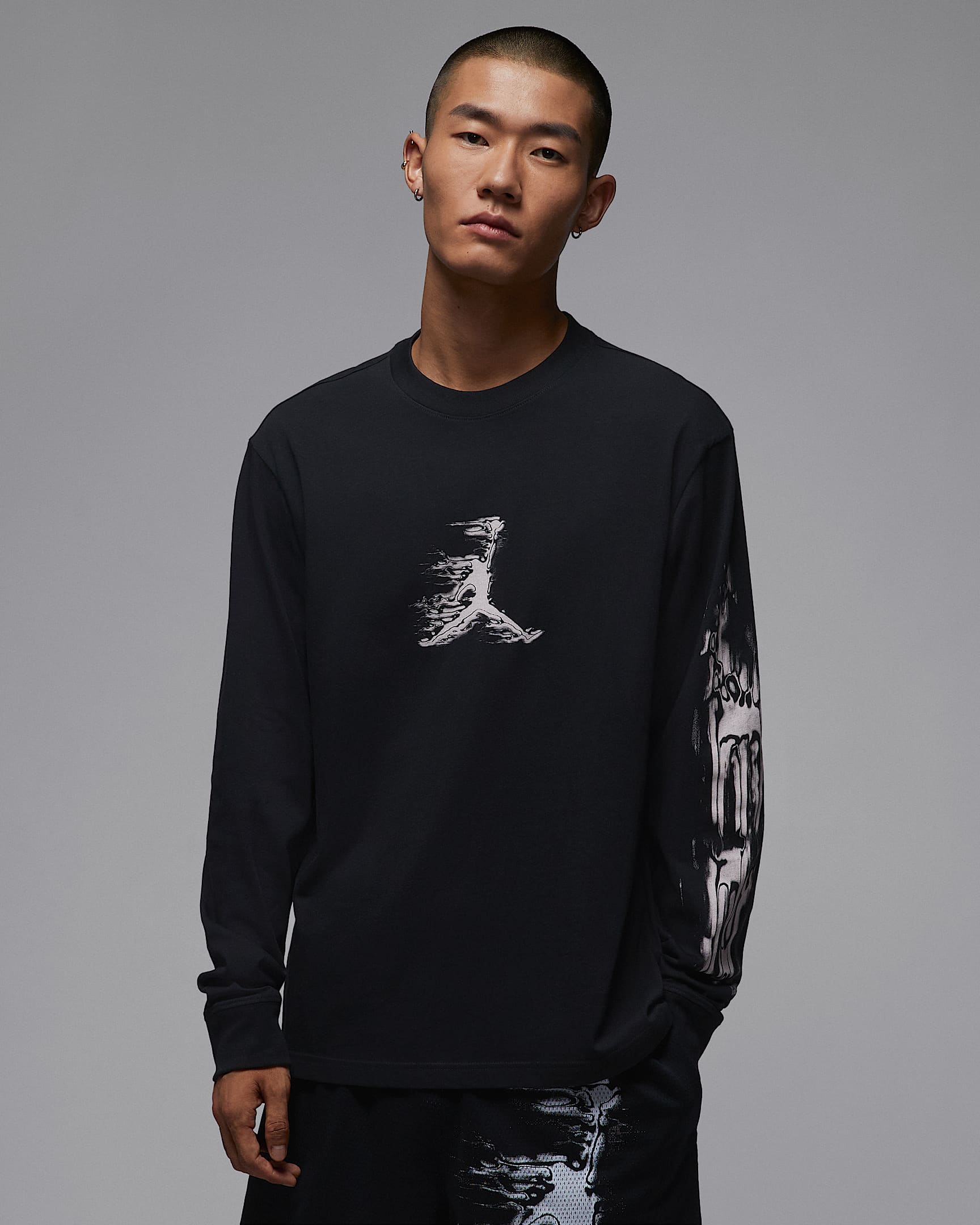Jordan Sport Dri-FIT 男子速干长袖T恤 - 黑/白色