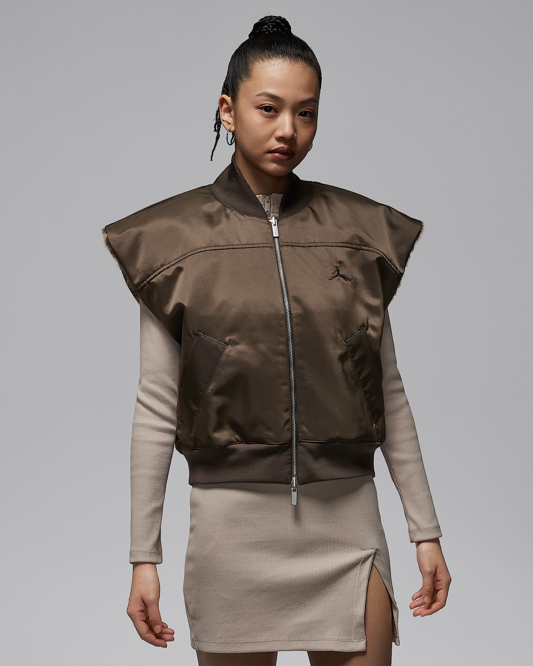 Jordan Flight 女子人造毛皮双面穿马甲 - 巴洛克棕/英国卡其/巴洛克棕