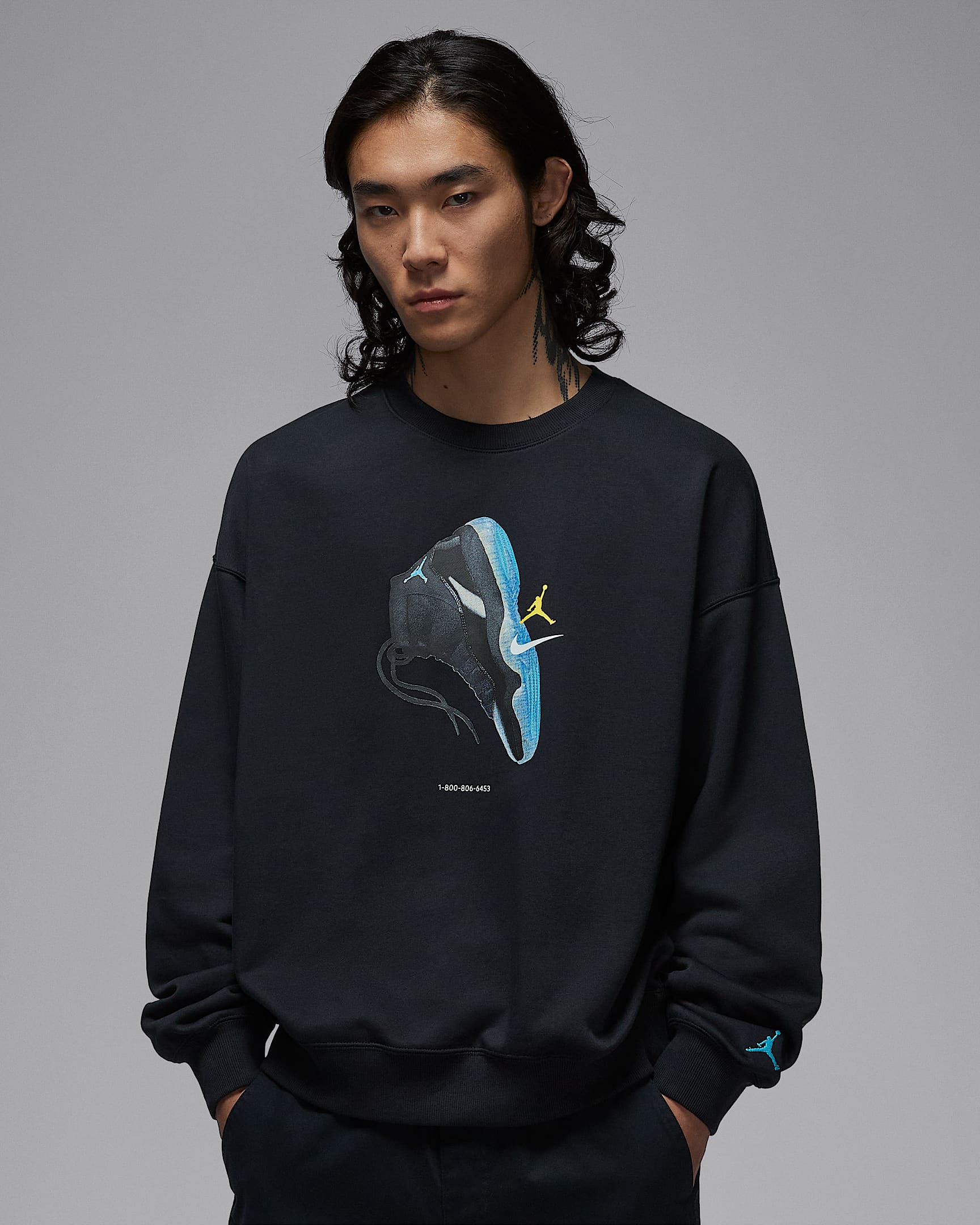 Jordan Brooklyn Fleece 男子圆领运动衫 - 黑/伽马蓝