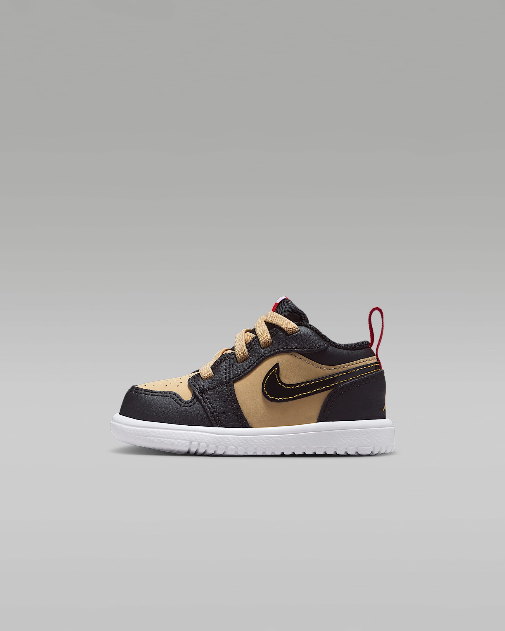 Jordan 1 Low Alt SE 婴童运动鞋 - 芝麻棕/火焰红/白色/黑