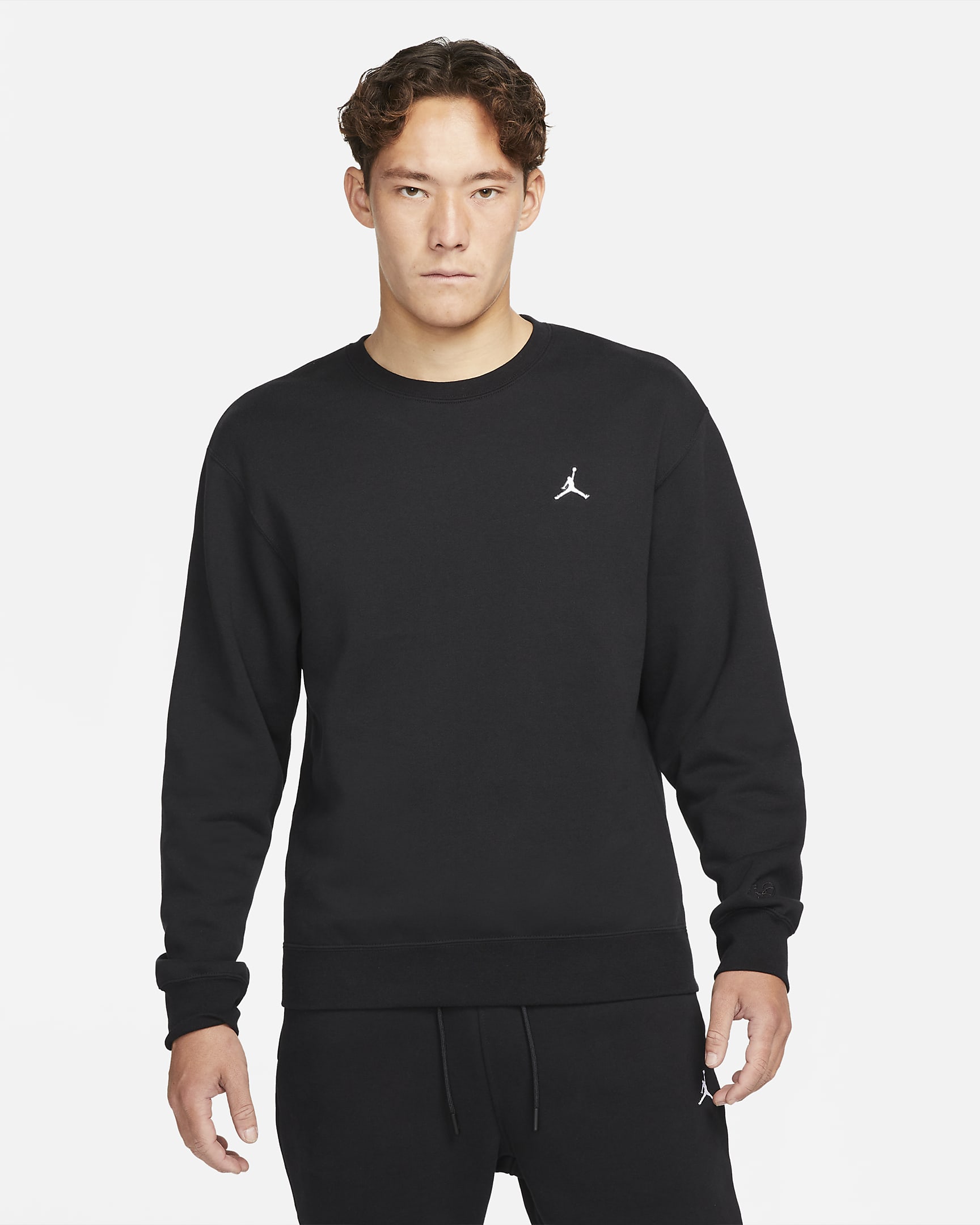 Jordan Essentials 男子加绒圆领上衣 - 黑