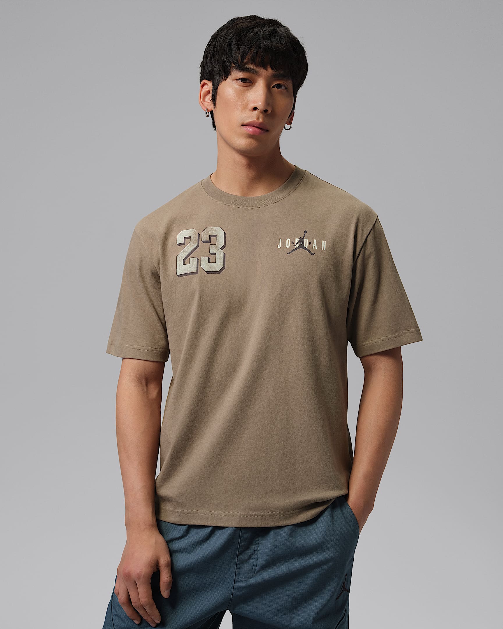 Jordan Brooklyn 男子印花T恤 - 橄榄灰/浅玉蓝灰
